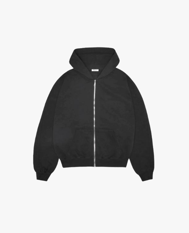 HEAVYWEIGHT ZIP UP WASHED BLACK