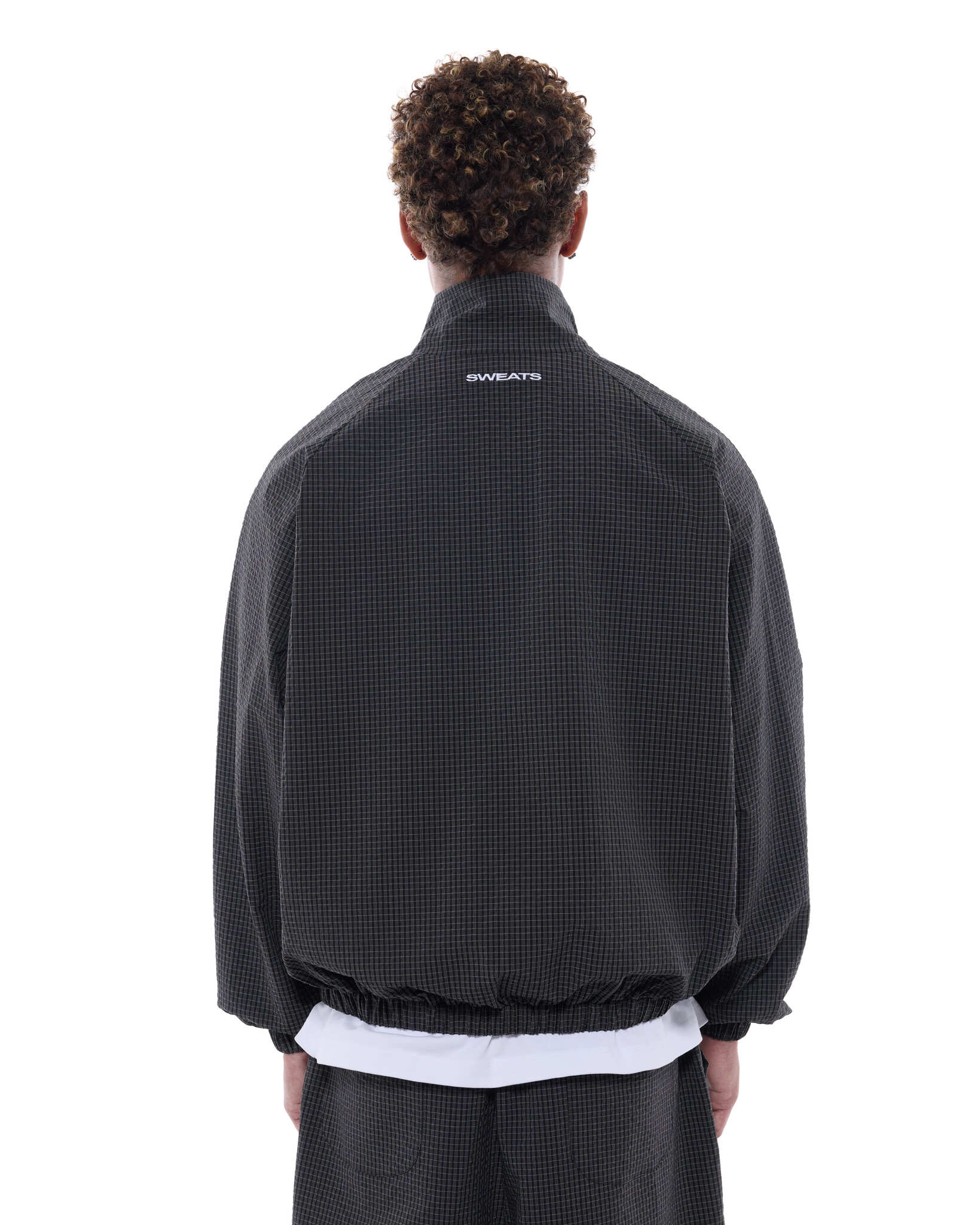CHECKERED TRACK JACKET - BLACK/WHITE - Sweats UK