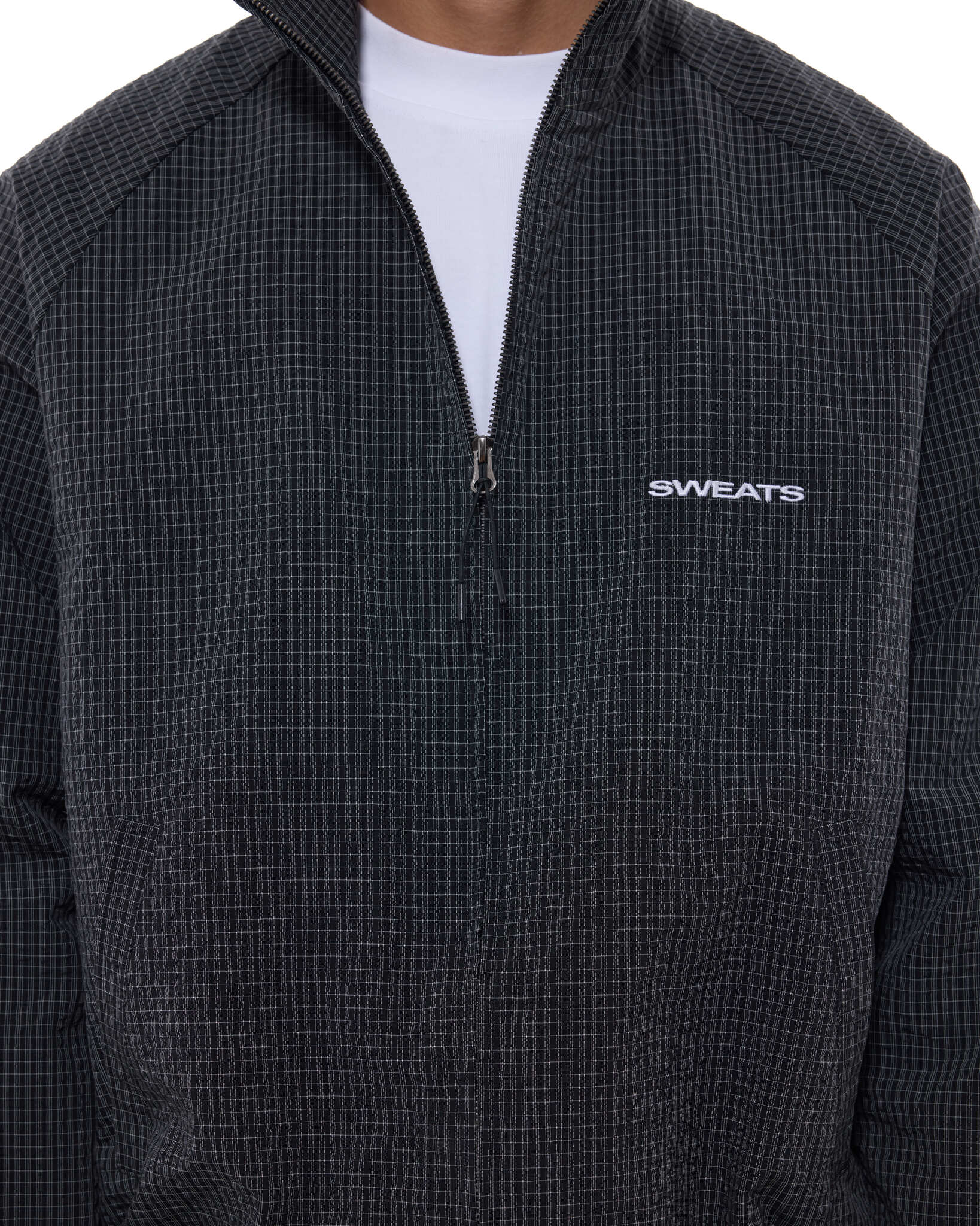 CHECKERED TRACK JACKET - BLACK/WHITE - Sweats UK