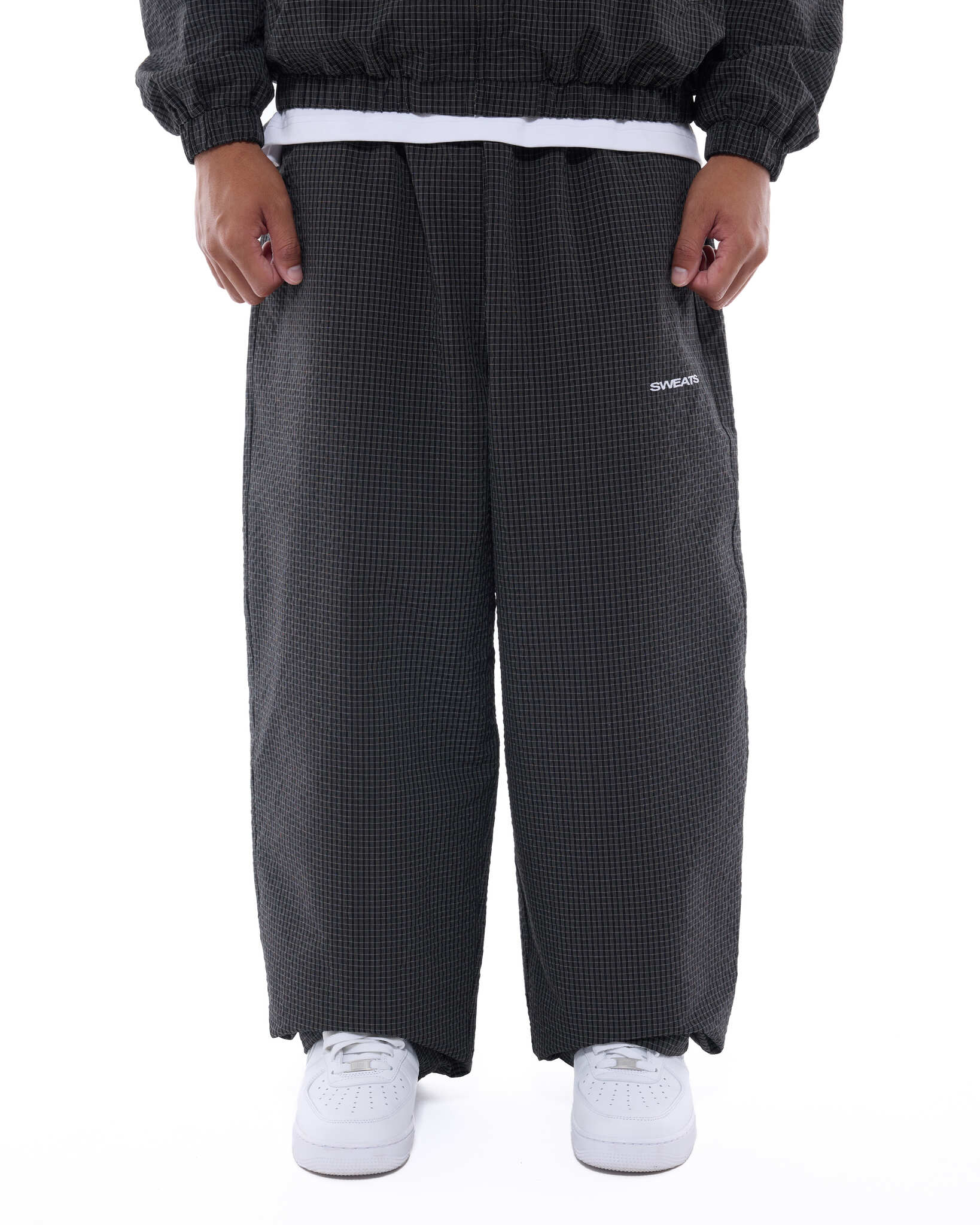 CHECKERED TRACK PANT - BLACK/WHITE - Sweats UK