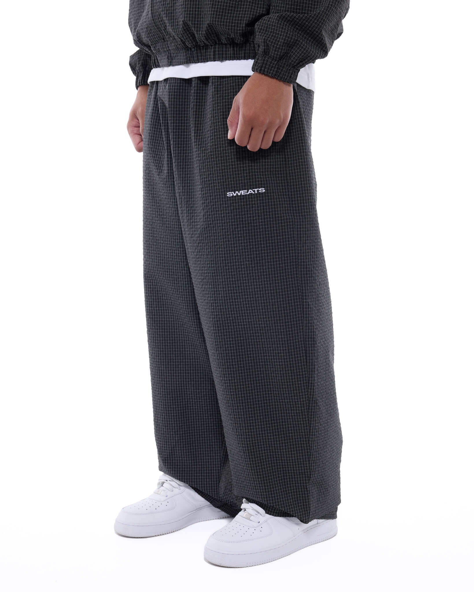 CHECKERED TRACK PANT - BLACK/WHITE - Sweats UK