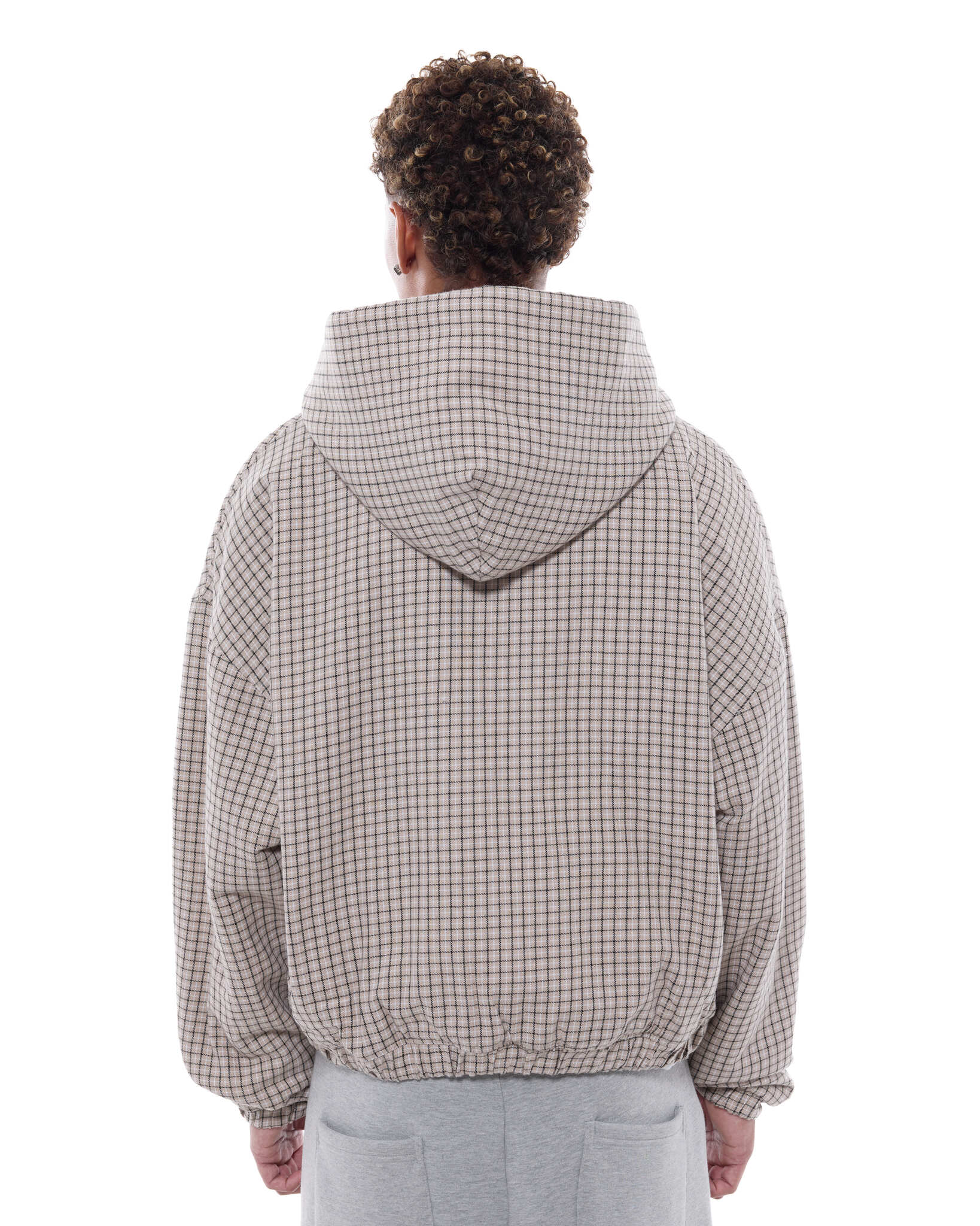 CHECKERED ZIP UP - CREAM/BLACK - Sweats UK