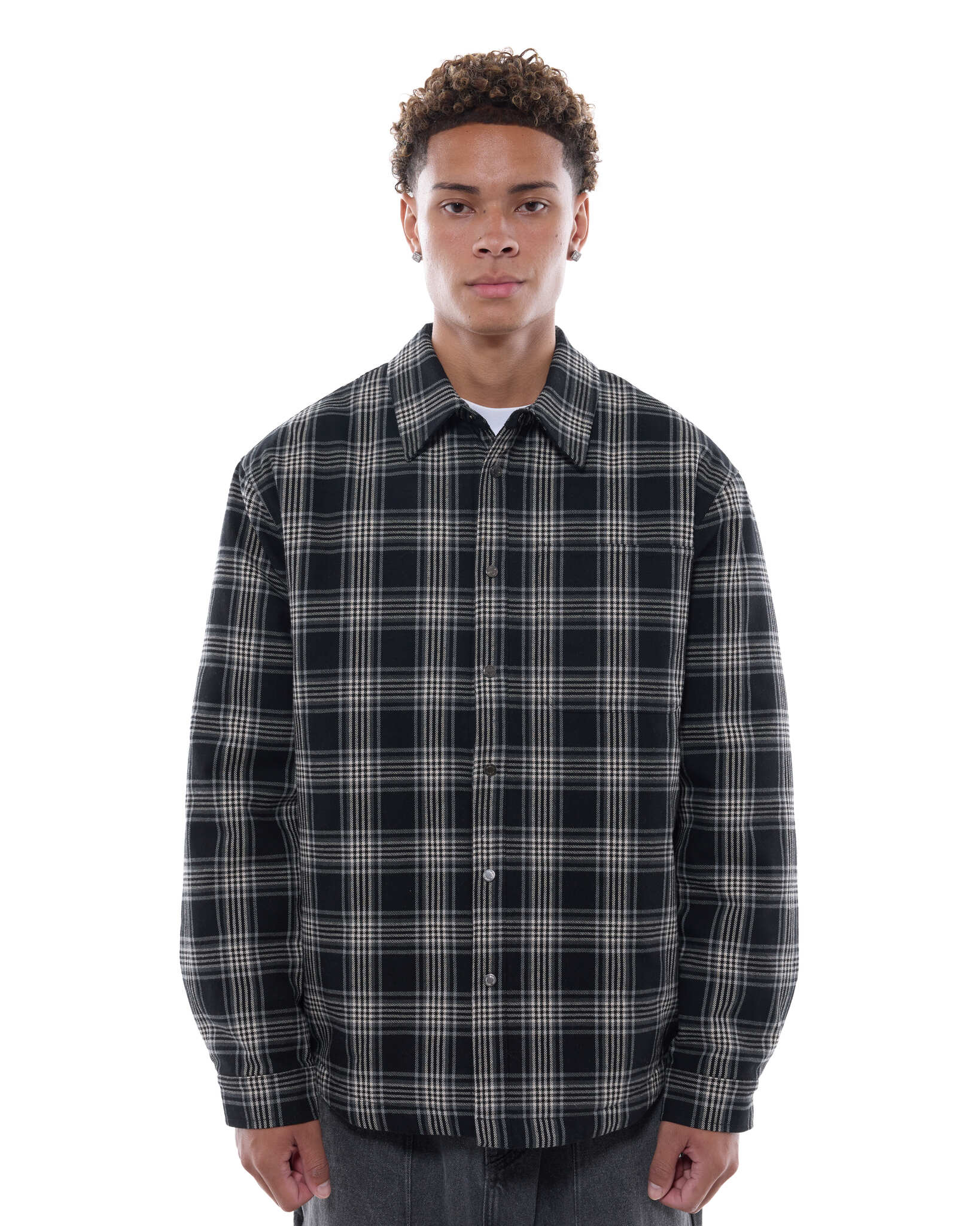 FLANNEL JACKET - BLACK - Sweats UK