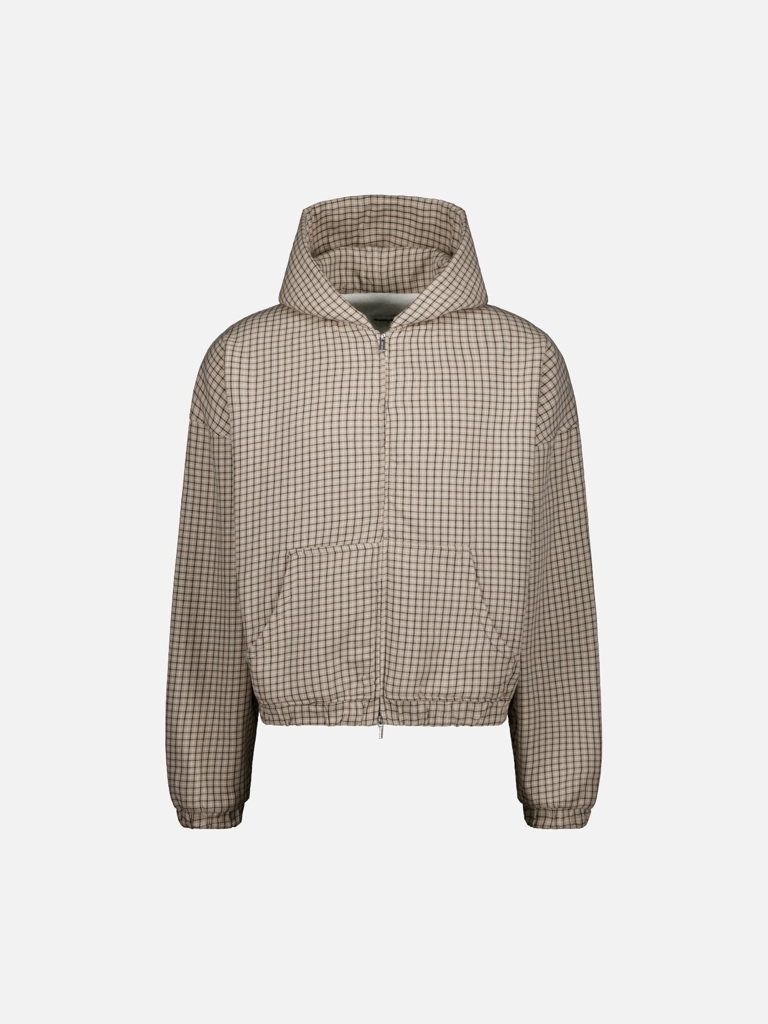 CHECKERED ZIP UP - CREAM/BLACK - Sweats UK