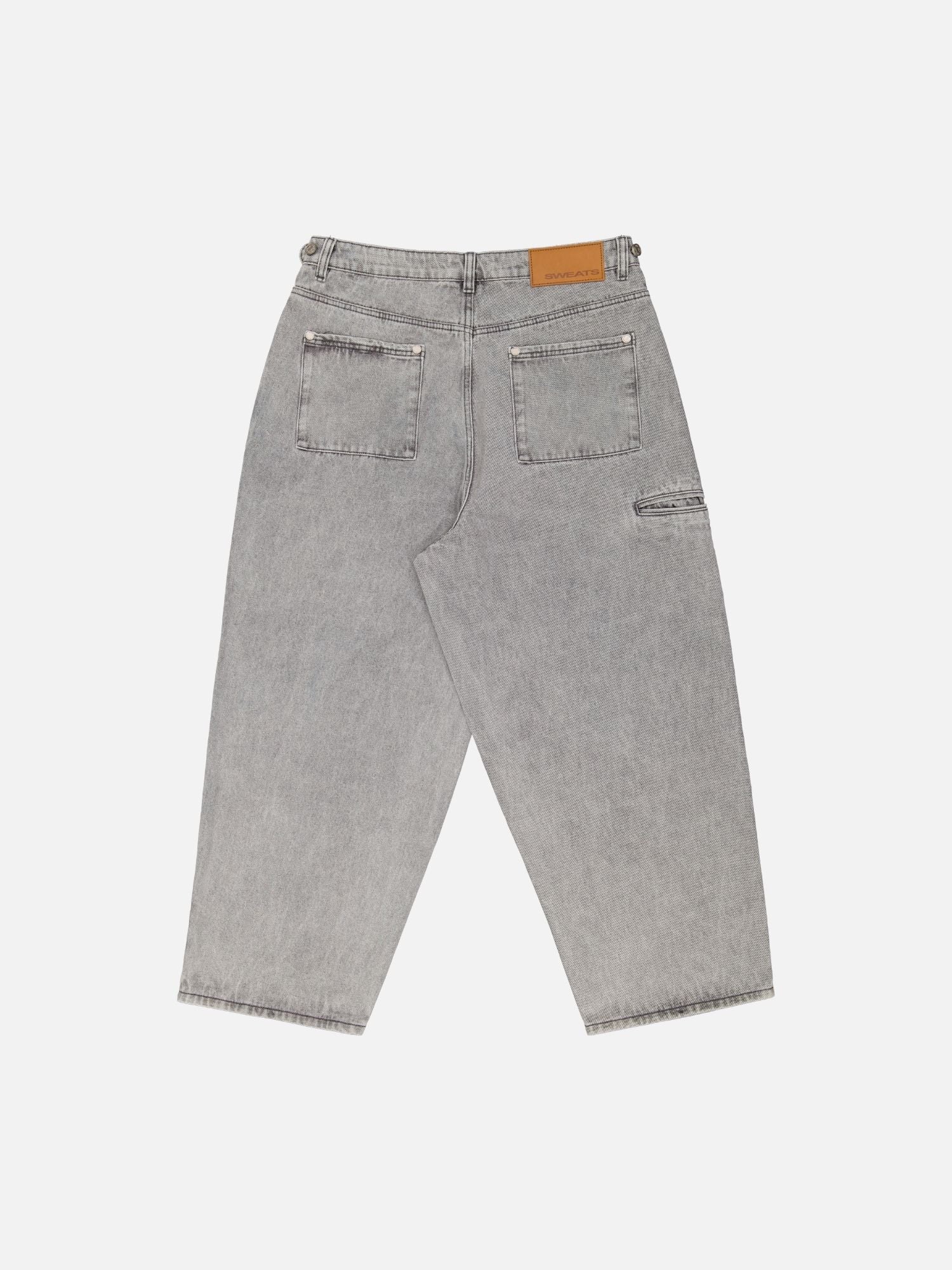 DENIM BAGGY JEANS - WASHED GREY - Sweats UK