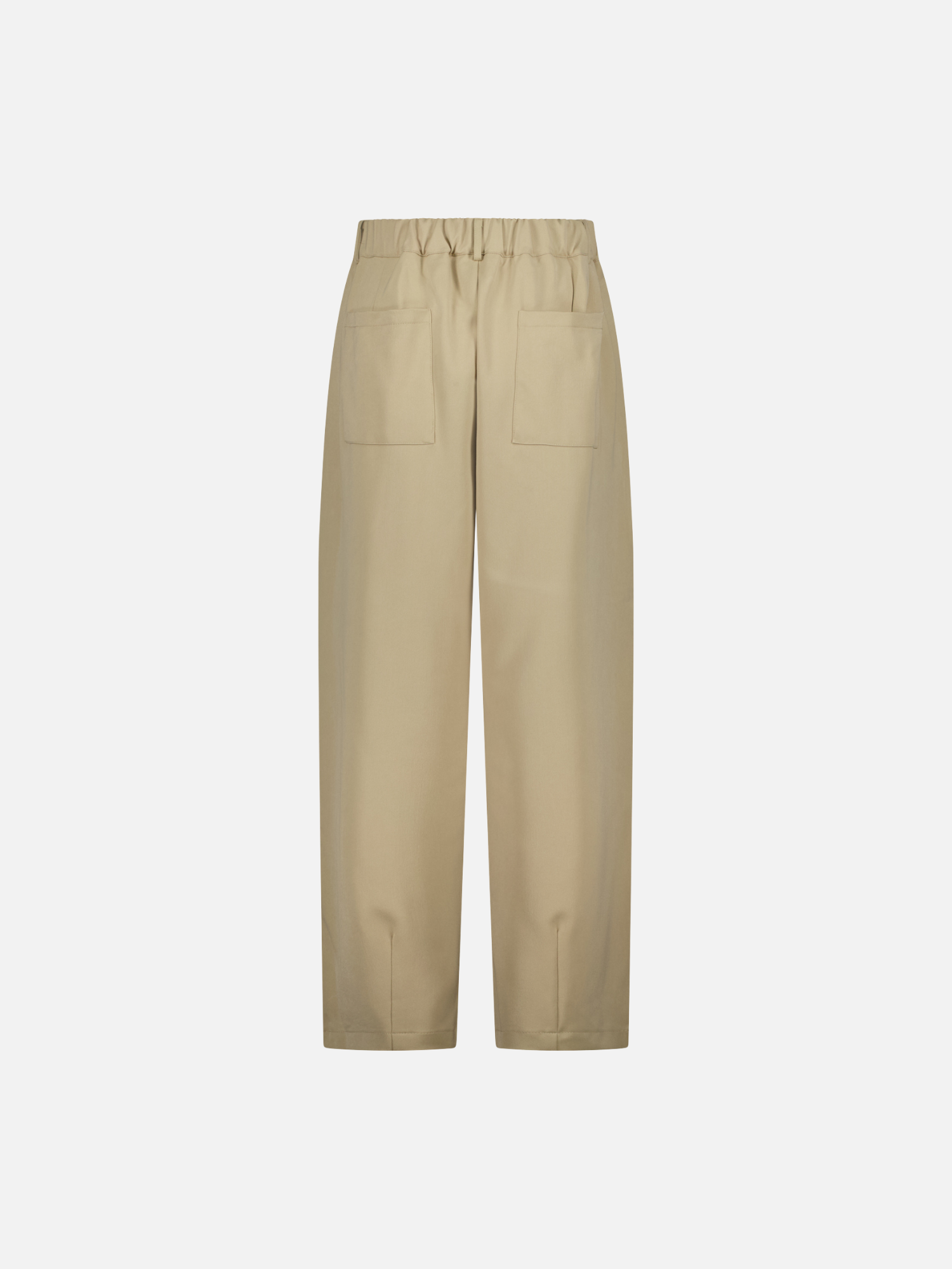 Back view of Sweats UK pleated sand-colored pants, showcasing the stylish design and tailored fit.