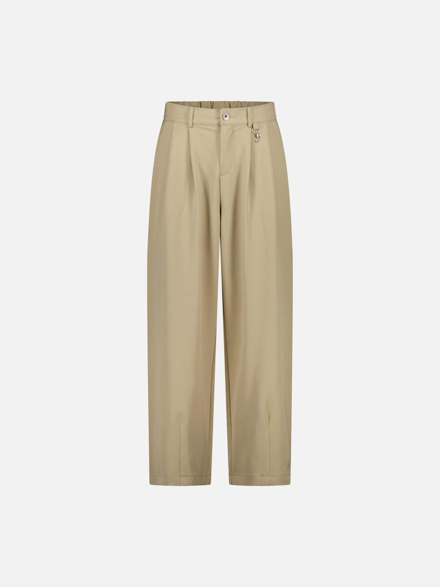Sweats UK pleated sand-colored pants featuring a front view with a relaxed fit and classic waistband.