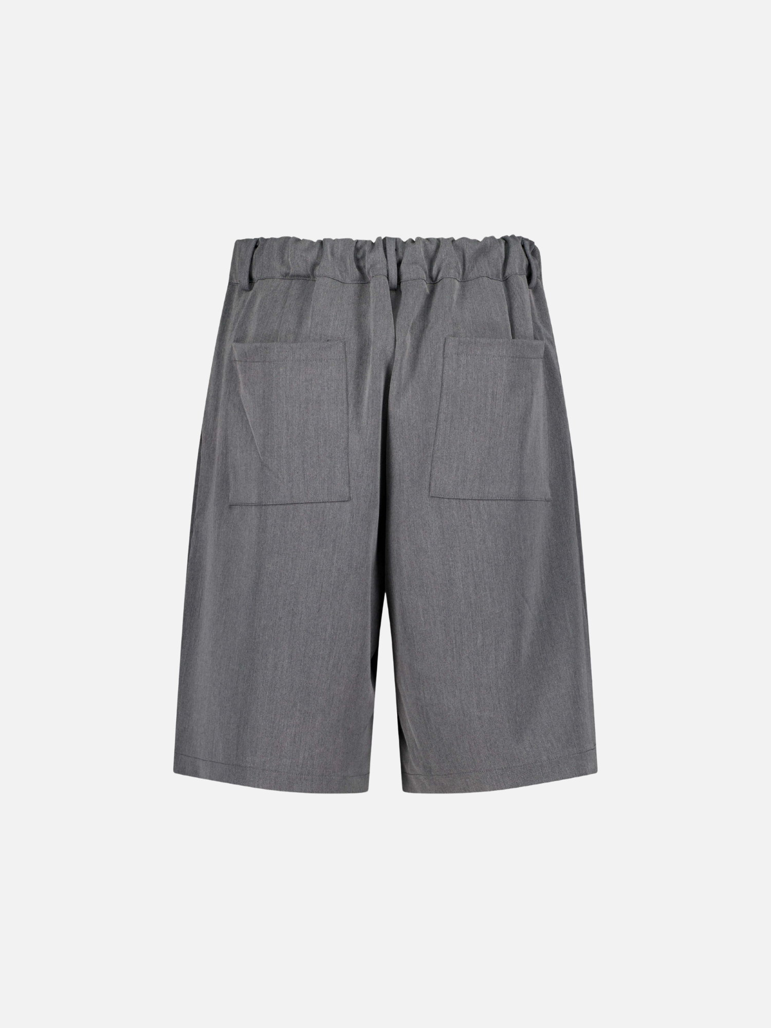 Back view of grey pleated shorts by Sweats UK, showcasing the stylish pleated design and relaxed fit.