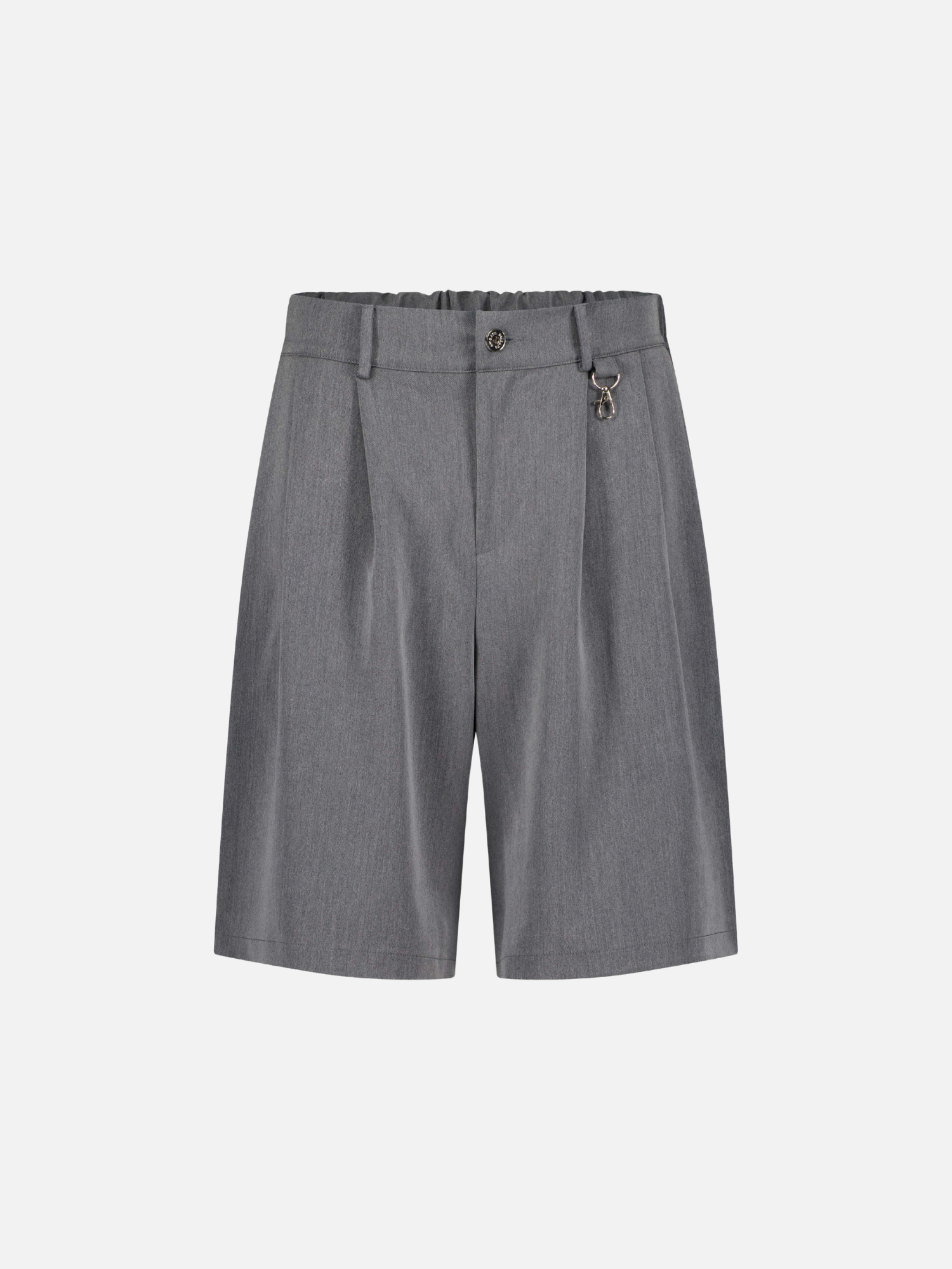 Grey pleated short by Sweats UK, front view showing lightweight fabric, tailored pleats, and comfortable fit for casual wear.