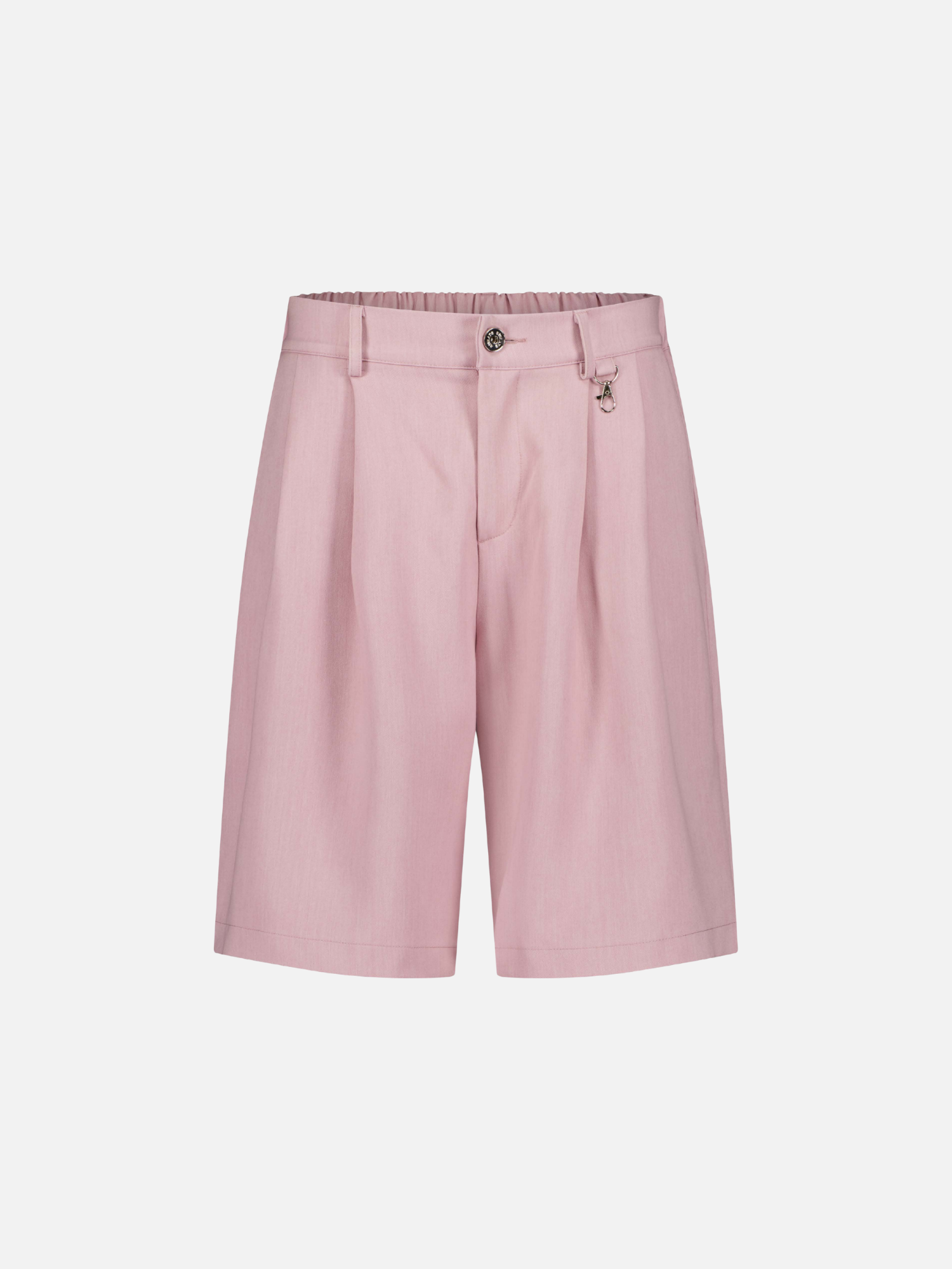 Pink pleated shorts by Sweats UK featuring a stylish front view with a comfortable fit and tailored design.