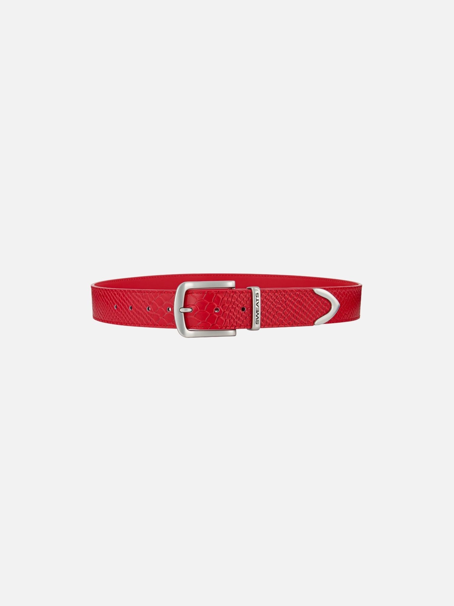 SNAKE SKIN LEATHER BELT - RED