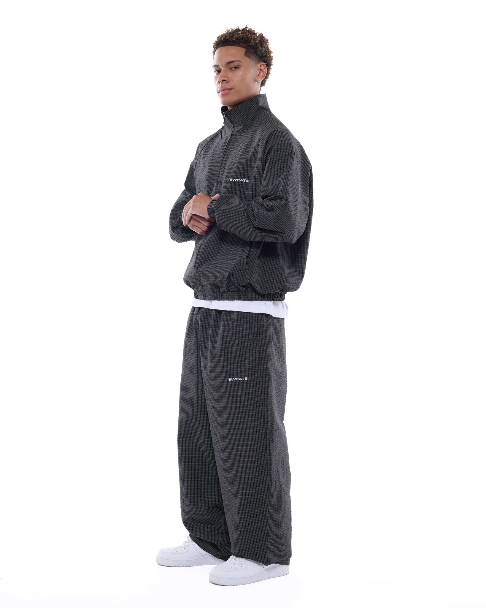 CHECKERED TRACK PANT - BLACK/WHITE - Sweats UK
