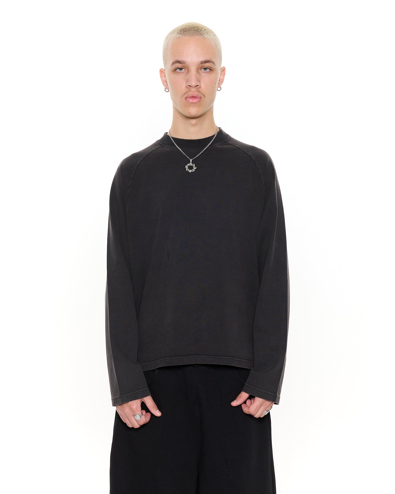 Long Sleeve T-Shirt - Washed Black - Sweats UK