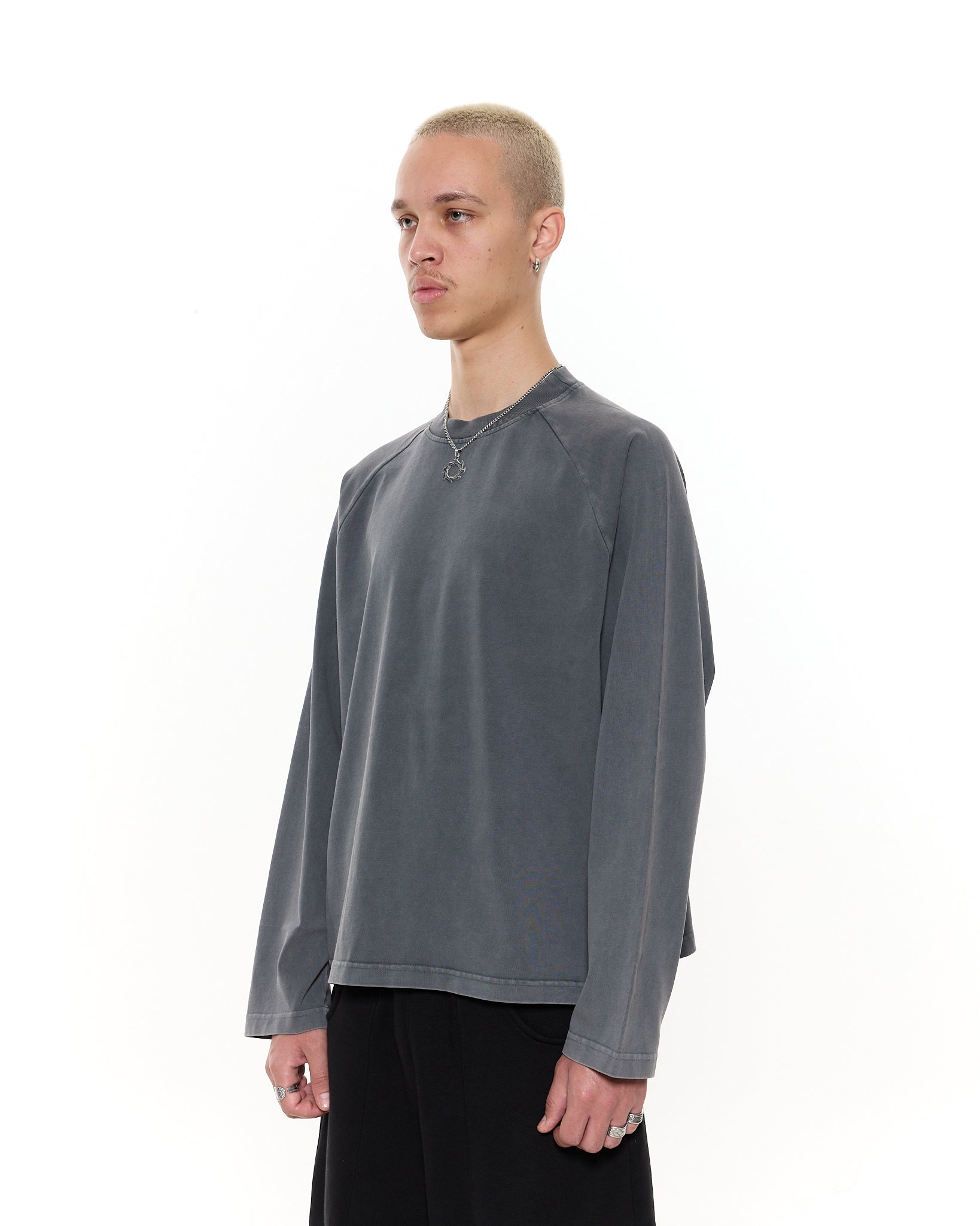 Long Sleeve T-Shirt - Washed Grey - Sweats UK