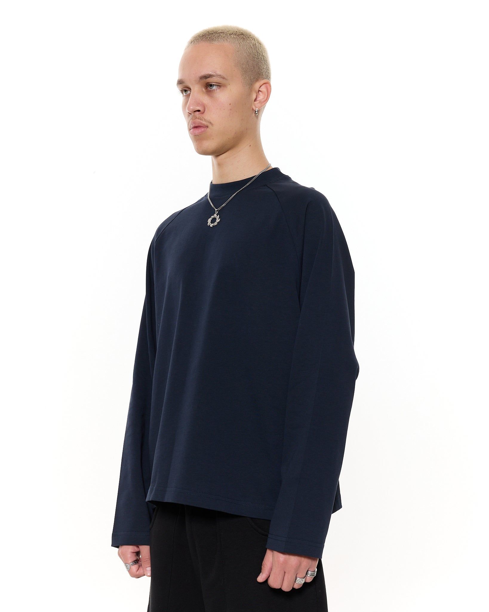 Long Sleeve T-Shirt - Navy - Sweats UK