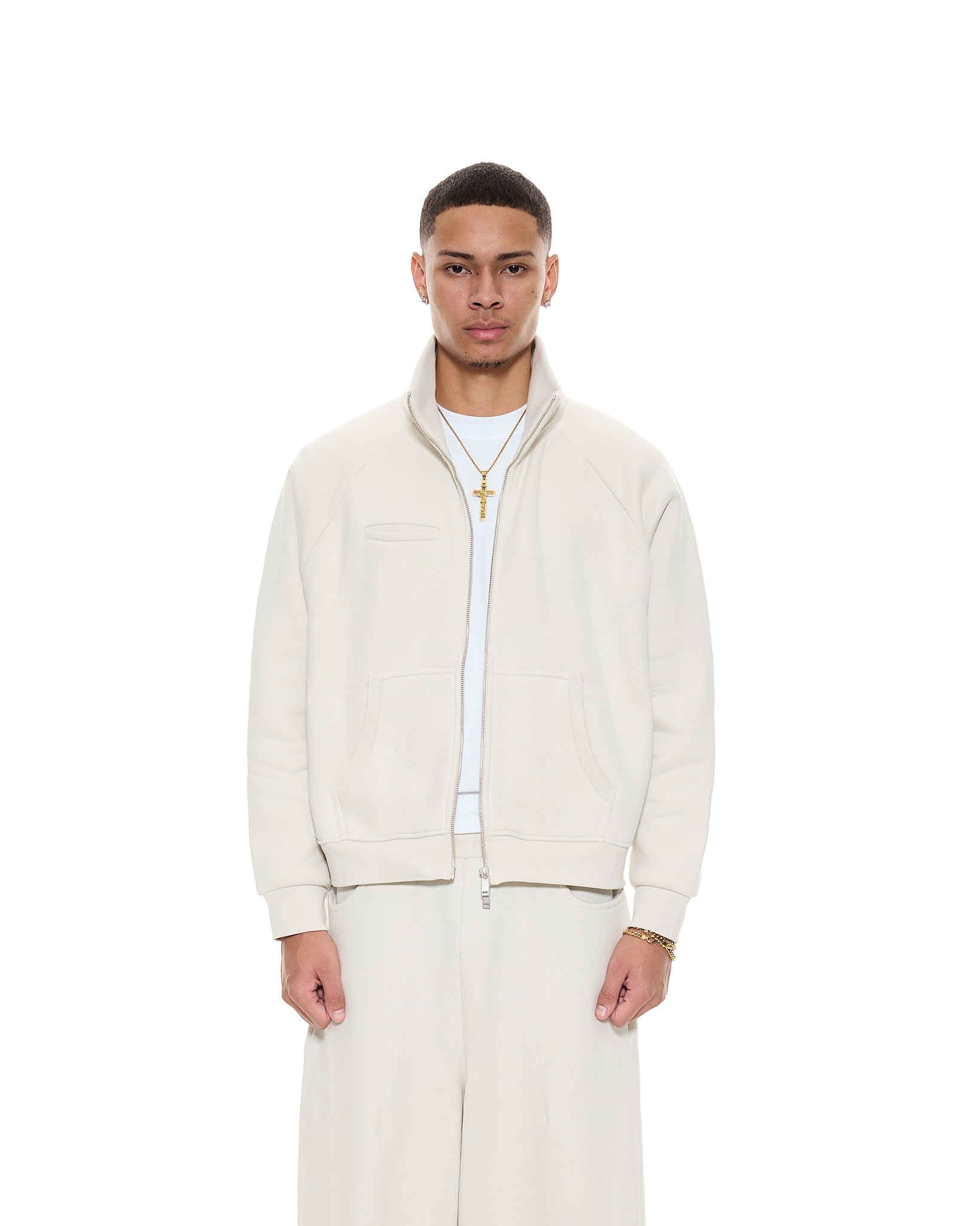 COZY TRACK JACKET - CHALK
