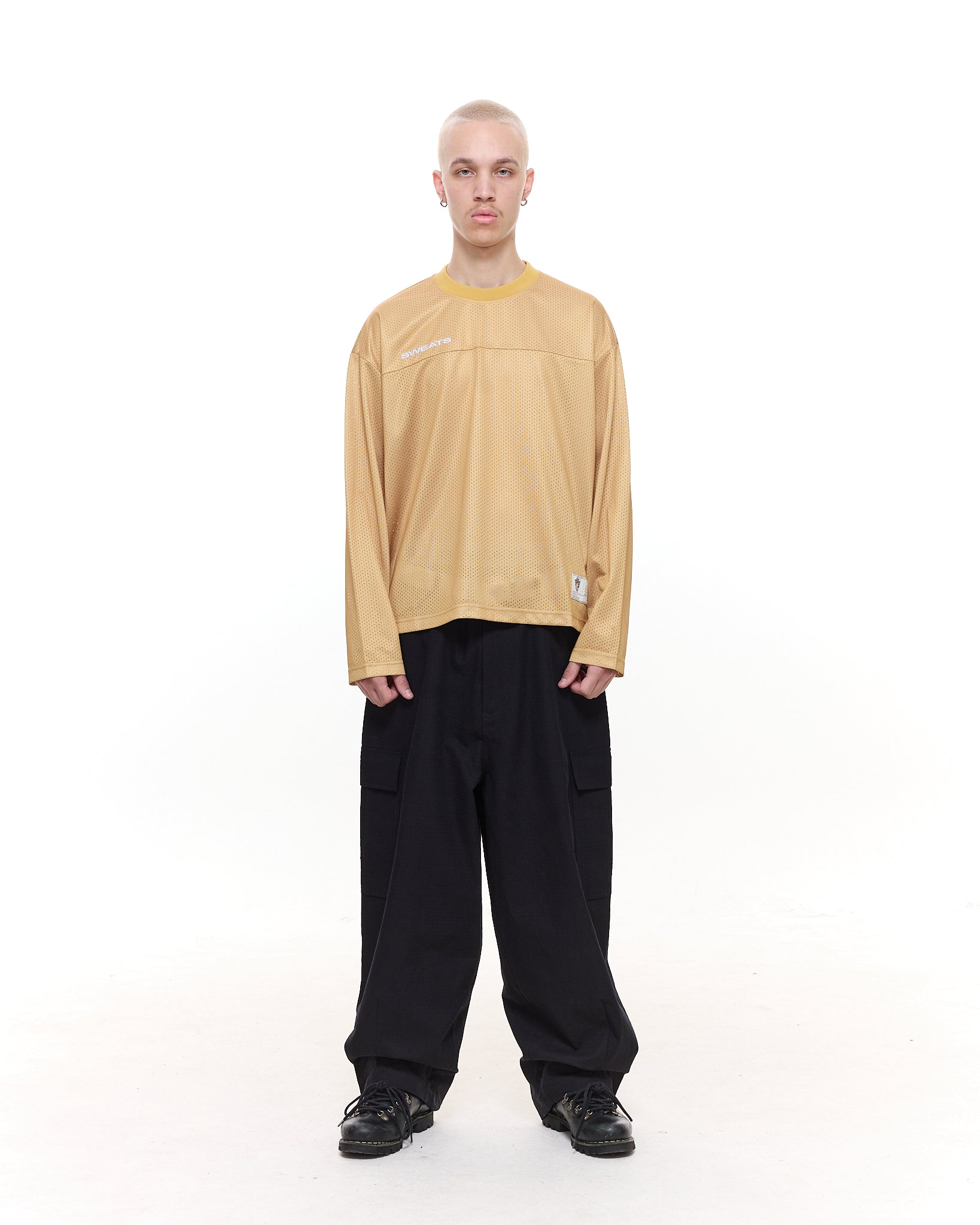 MESH LS T-SHIRT - MUSTARD - Sweats UK