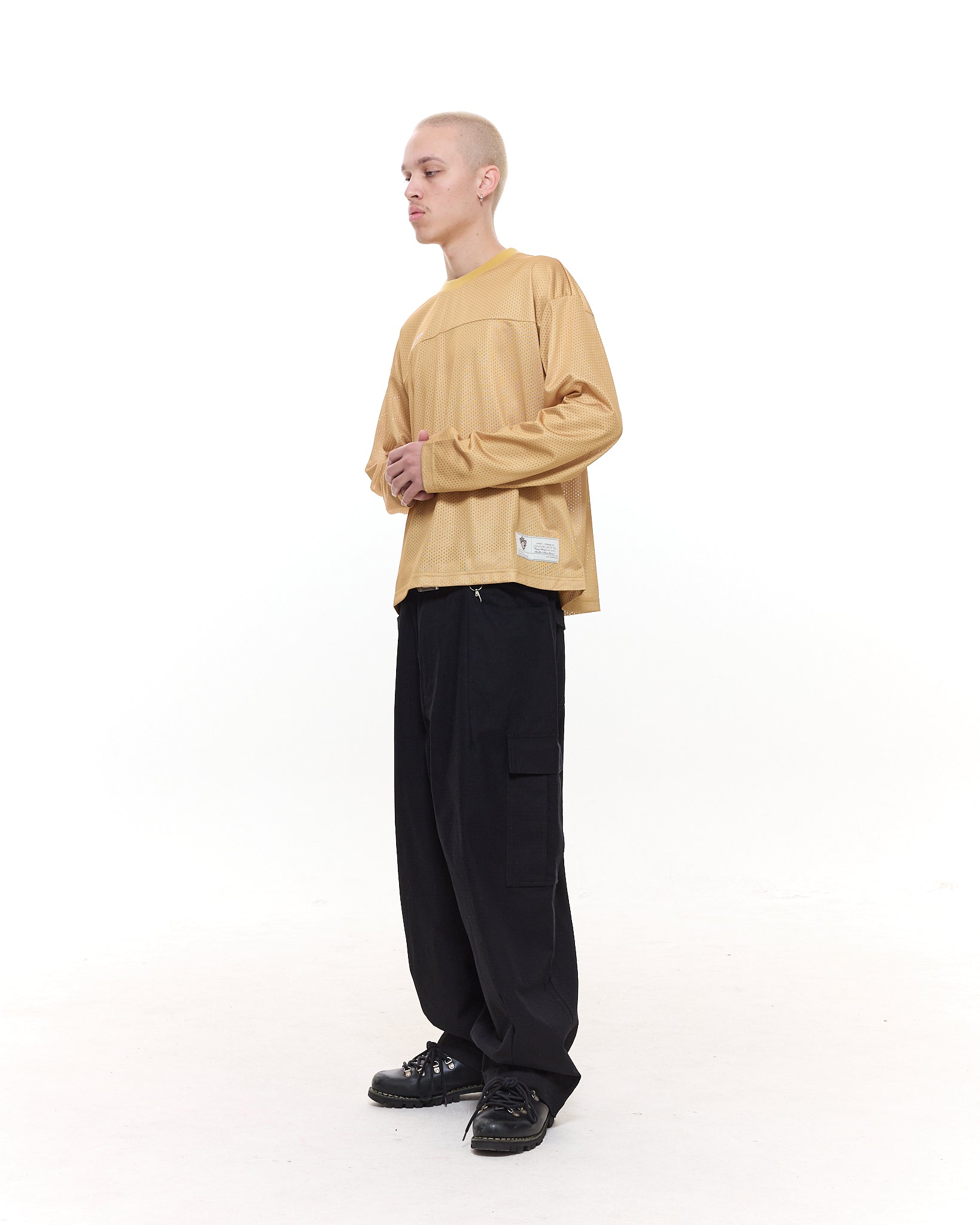 MESH LS T-SHIRT - MUSTARD - Sweats UK