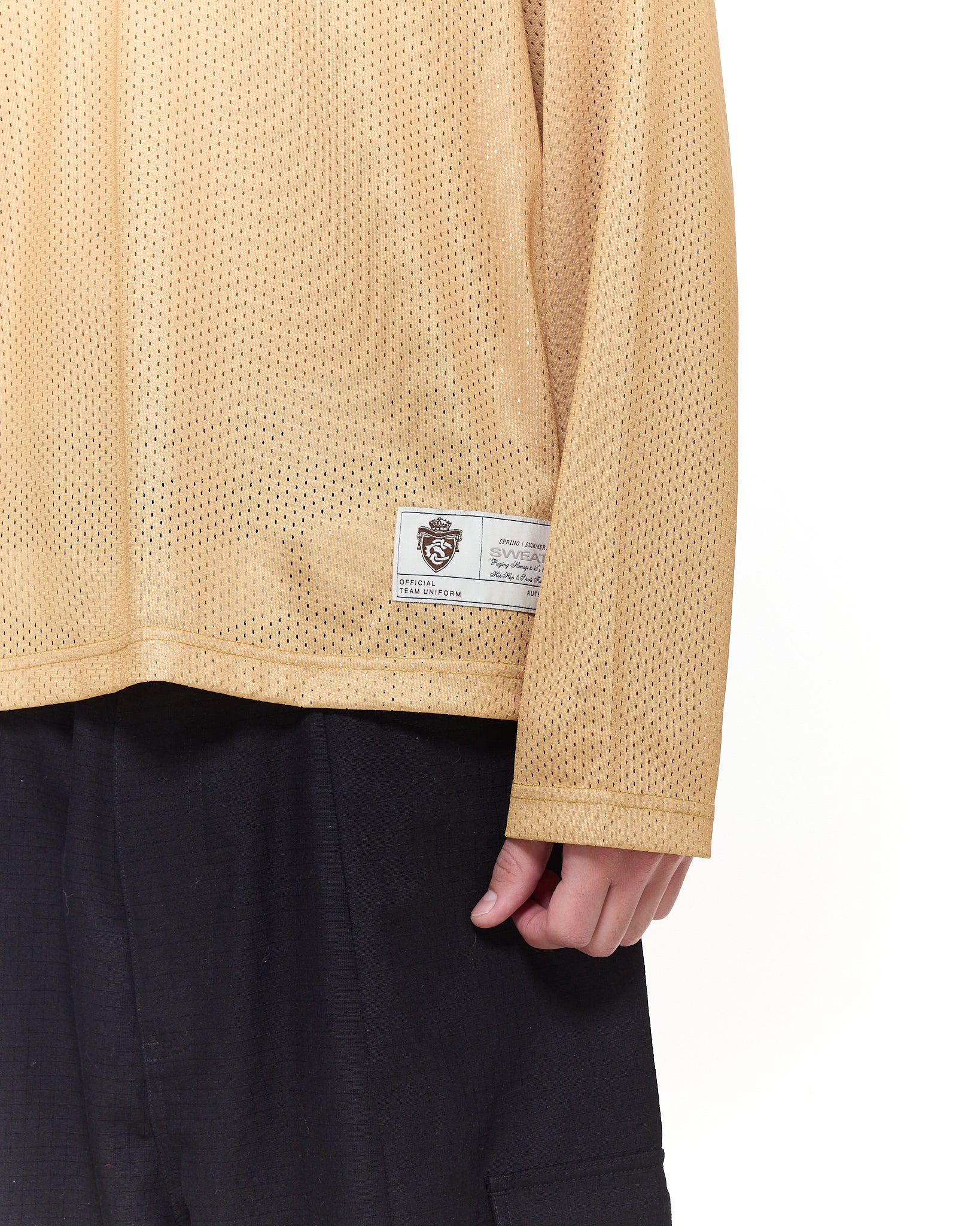 MESH LS T-SHIRT - MUSTARD - Sweats UK