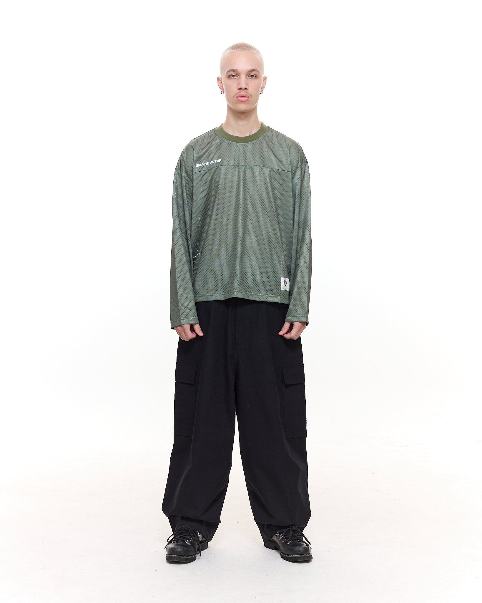 MESH LS T-SHIRT - SAGE - Sweats UK