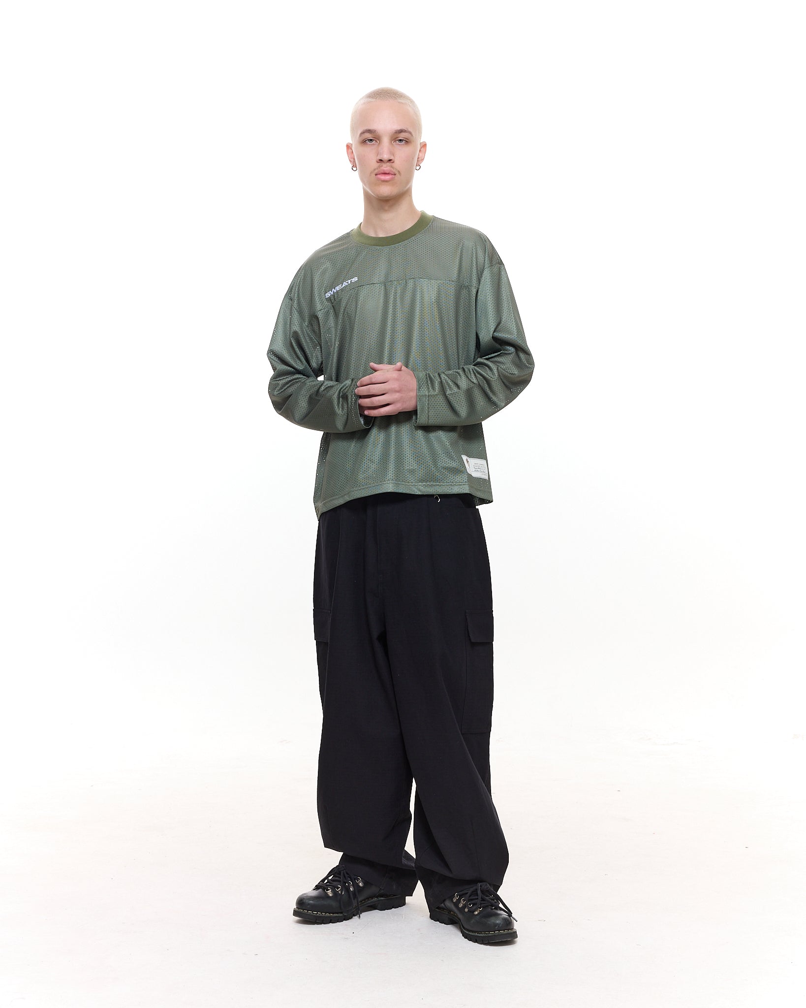 MESH LS T-SHIRT - SAGE - Sweats UK