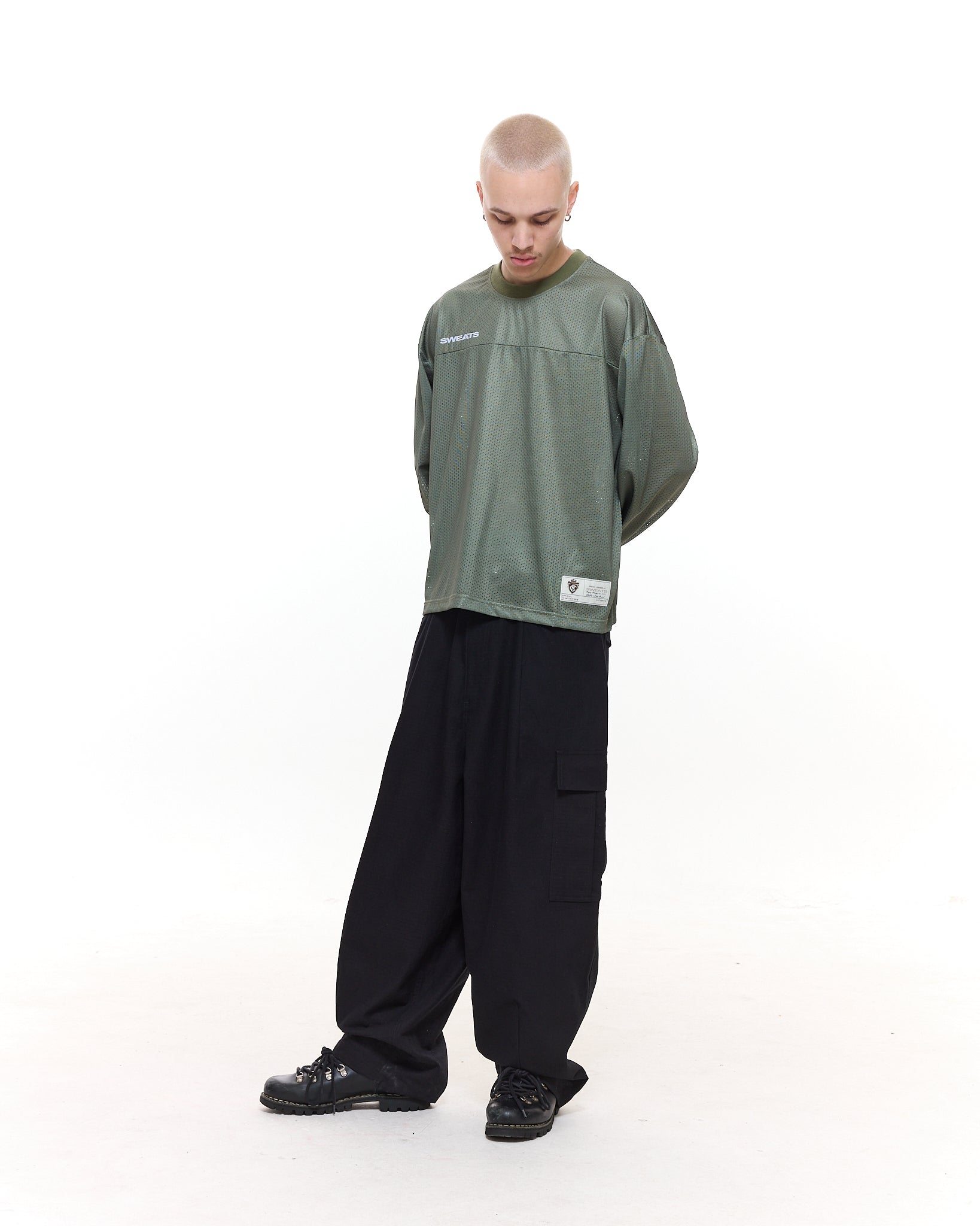 MESH LS T-SHIRT - SAGE - Sweats UK