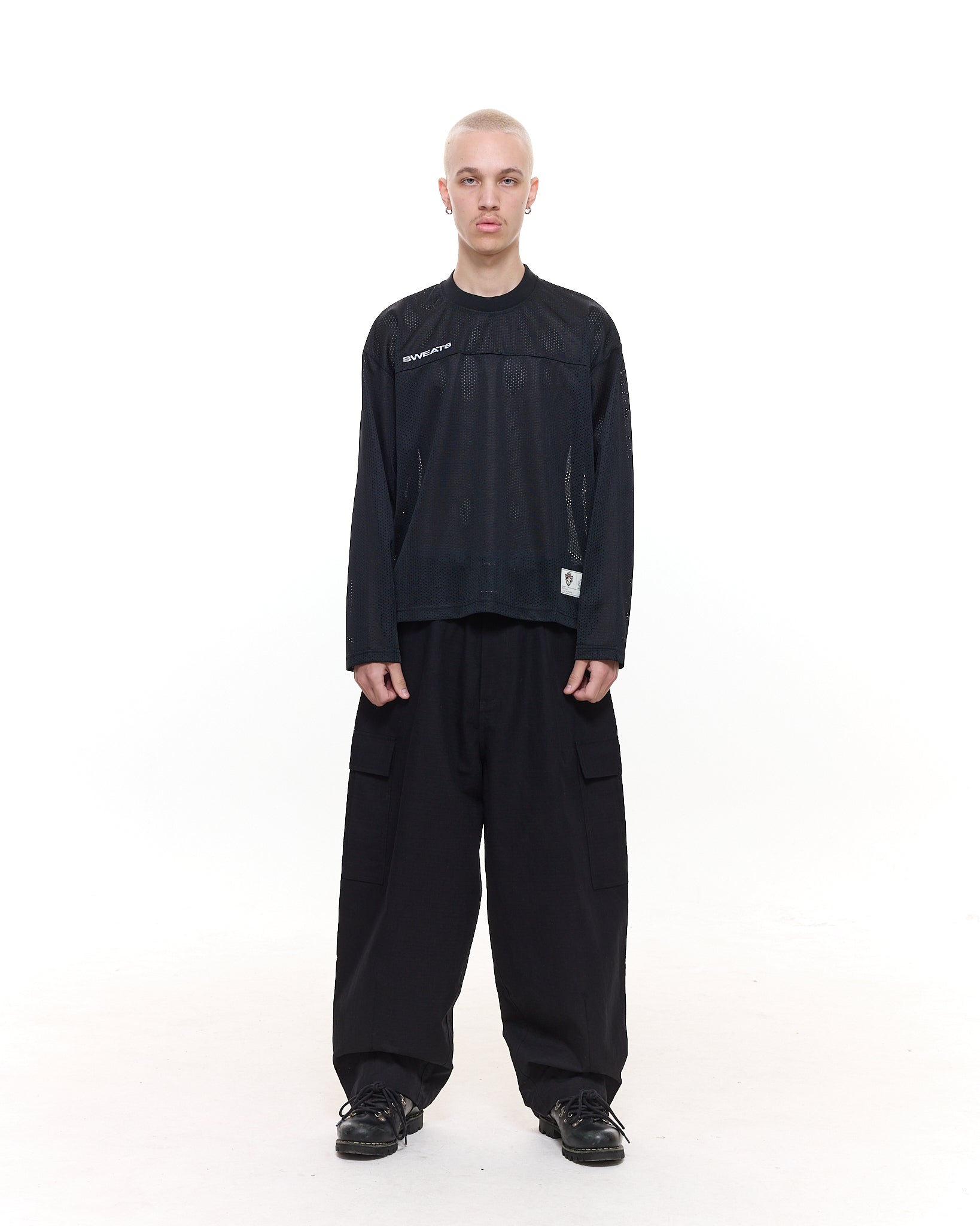 MESH LS T-SHIRT - BLACK - Sweats UK