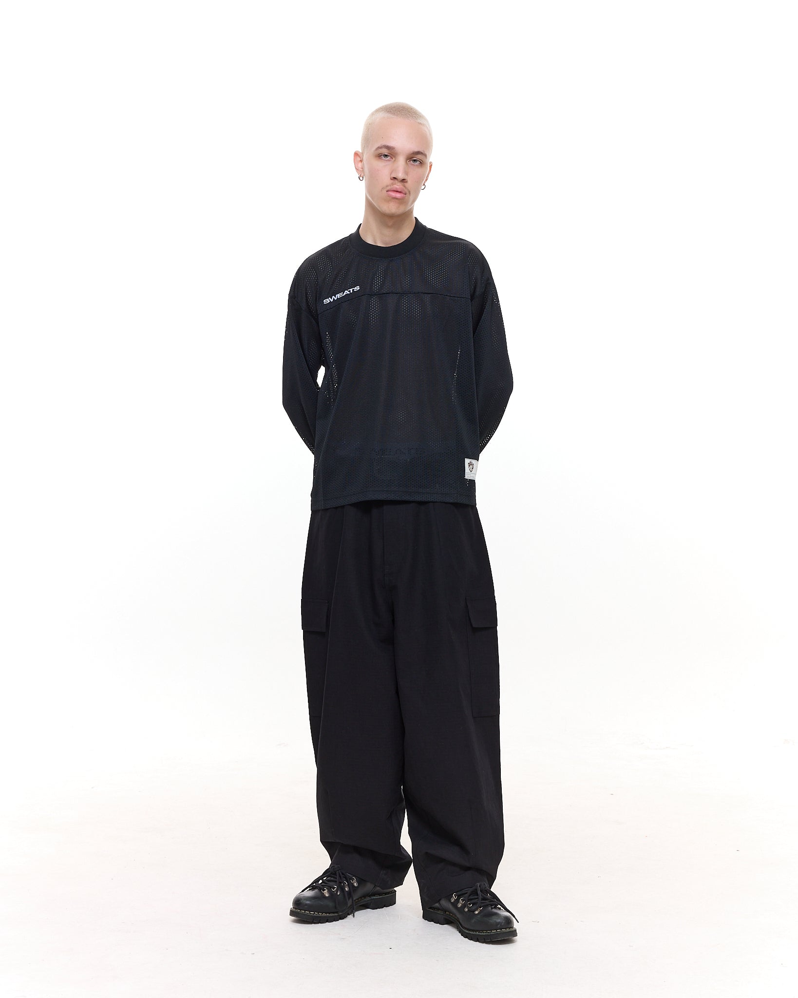 MESH LS T-SHIRT - BLACK - Sweats UK