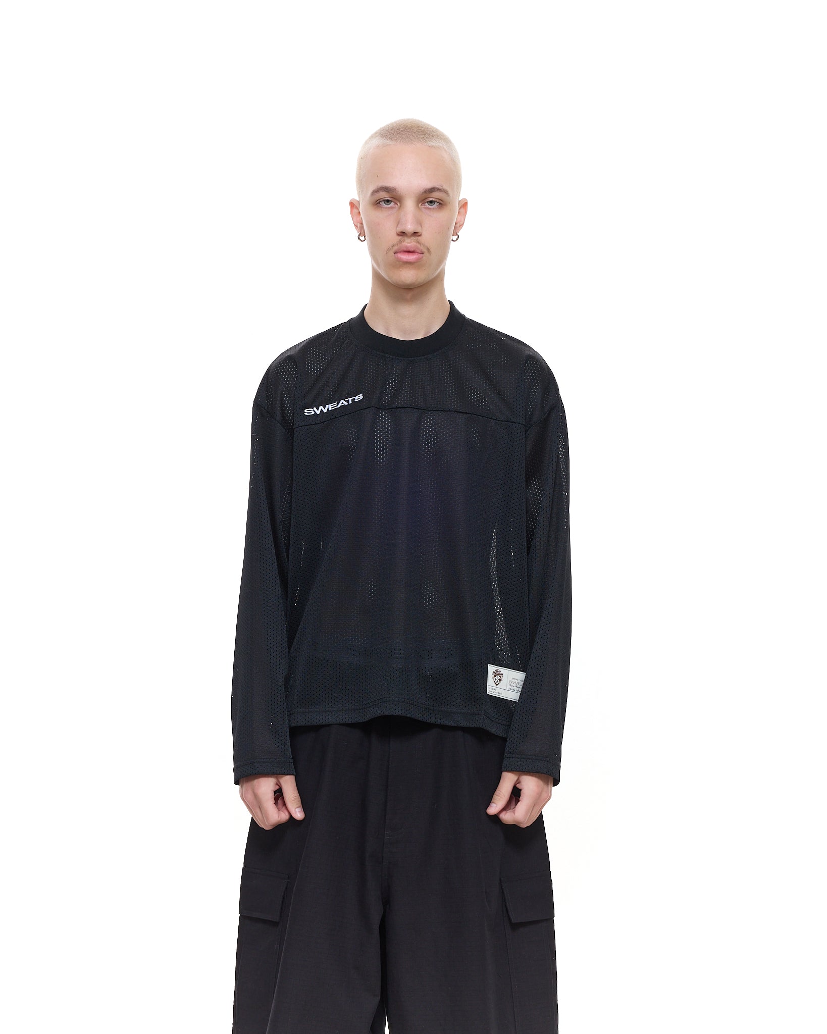 MESH LS T-SHIRT - BLACK - Sweats UK