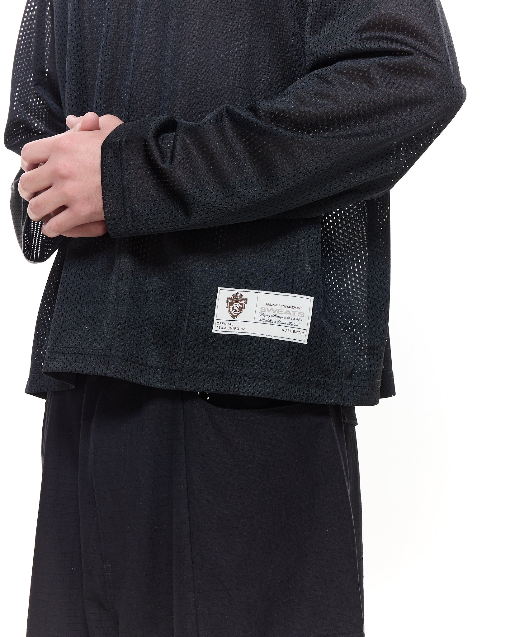 MESH LS T-SHIRT - BLACK - Sweats UK