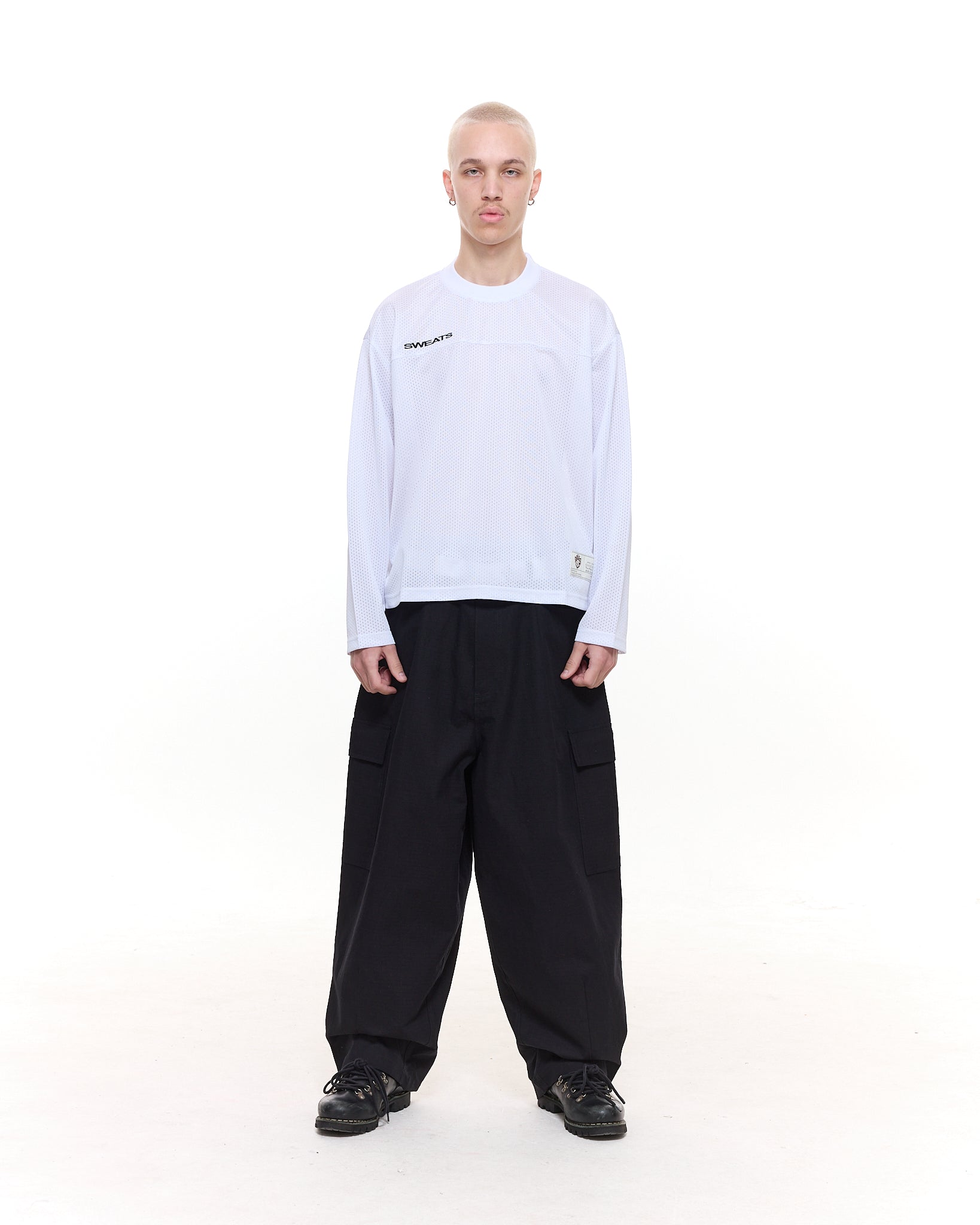 MESH LS T-SHIRT - WHITE - Sweats UK