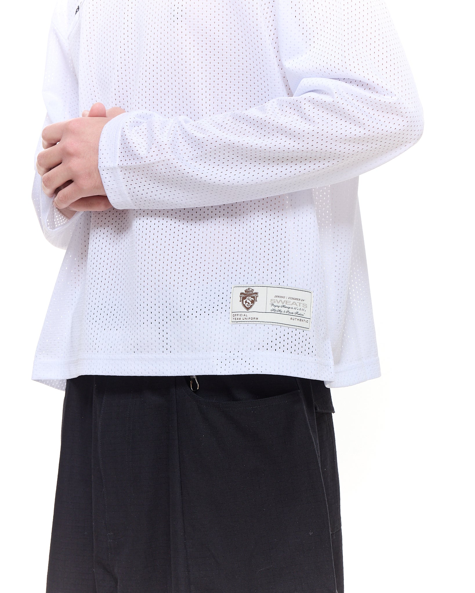 MESH LS T-SHIRT - WHITE - Sweats UK