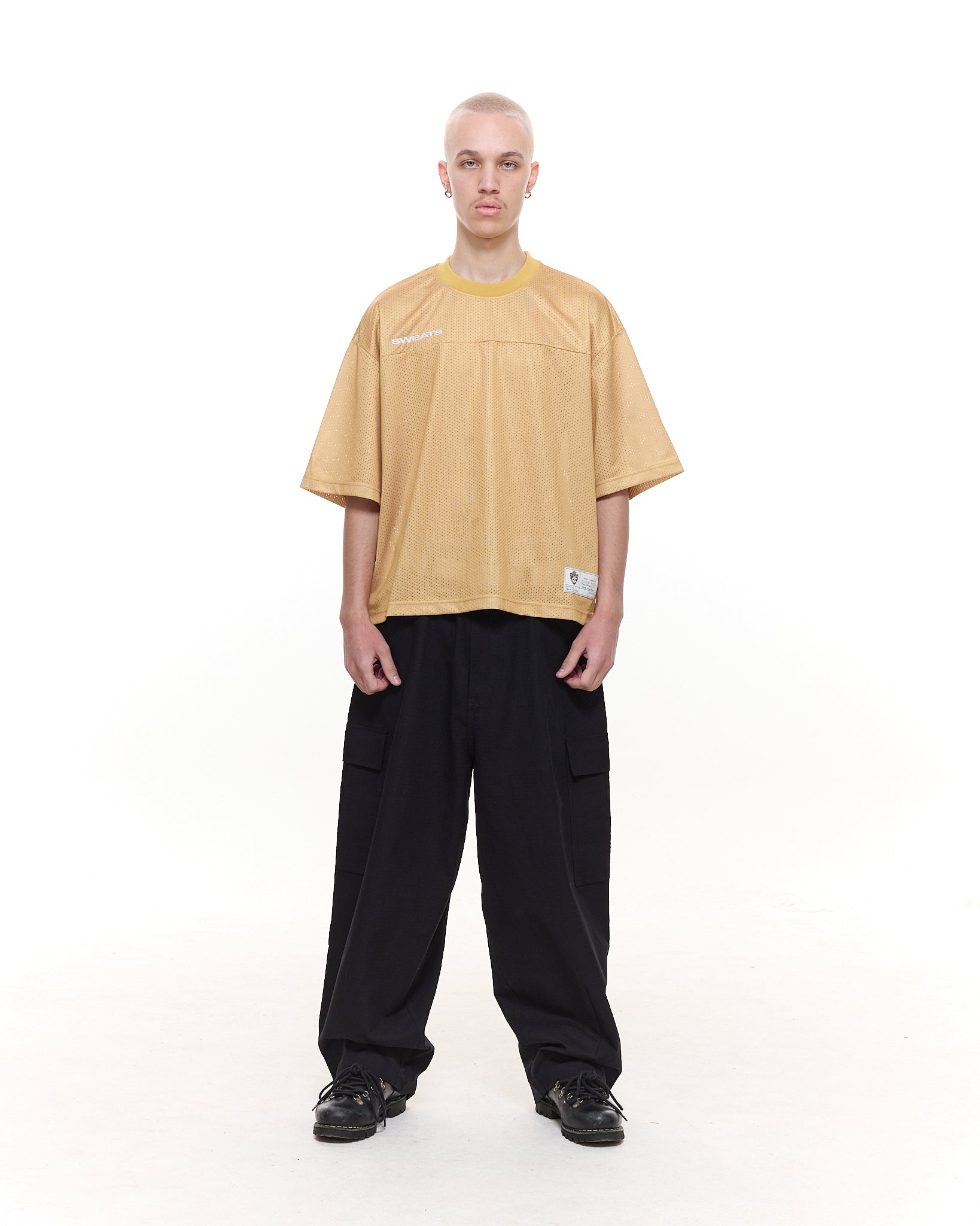 MESH SS T-SHIRT - MUSTARD - Sweats UK