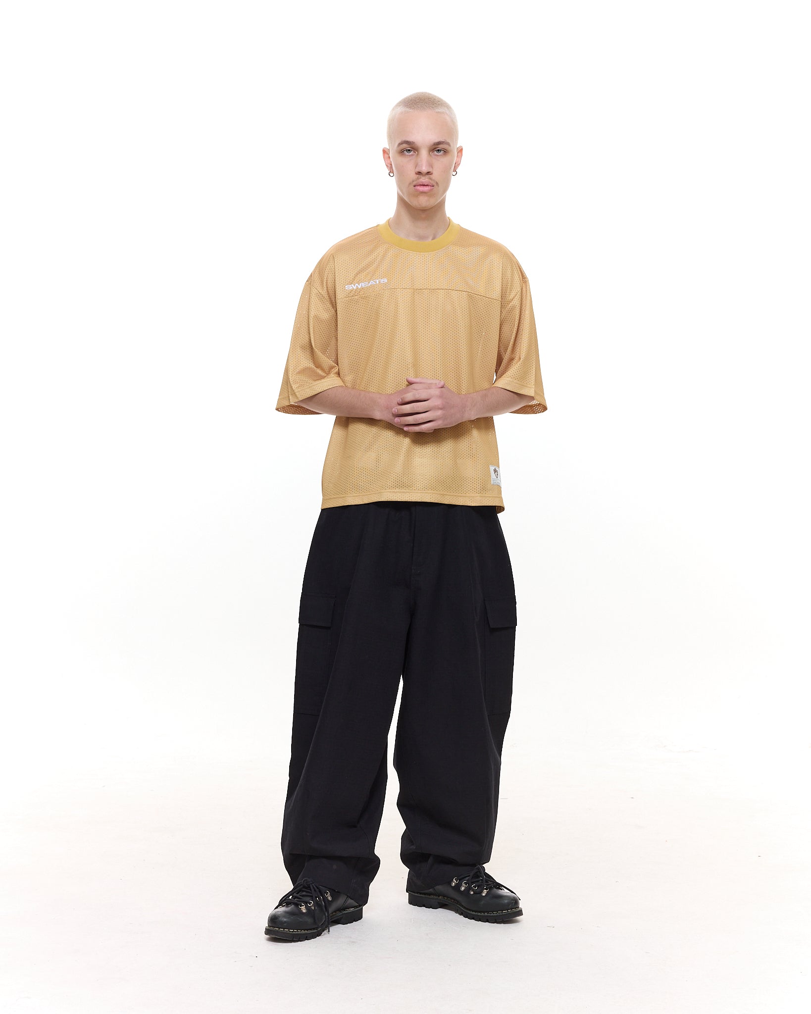 MESH SS T-SHIRT - MUSTARD