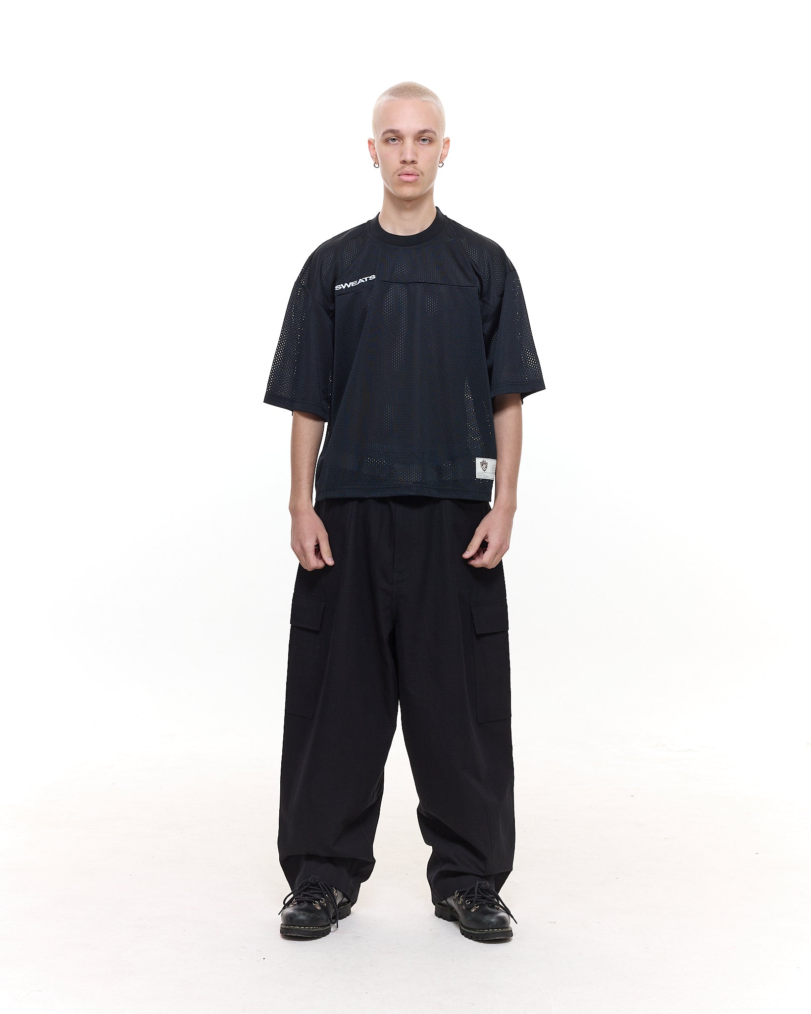 MESH SS T-SHIRT - BLACK - Sweats UK