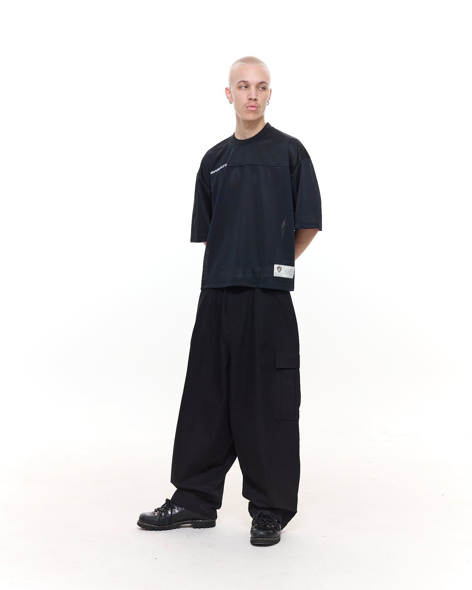 MESH SS T-SHIRT - BLACK - Sweats UK