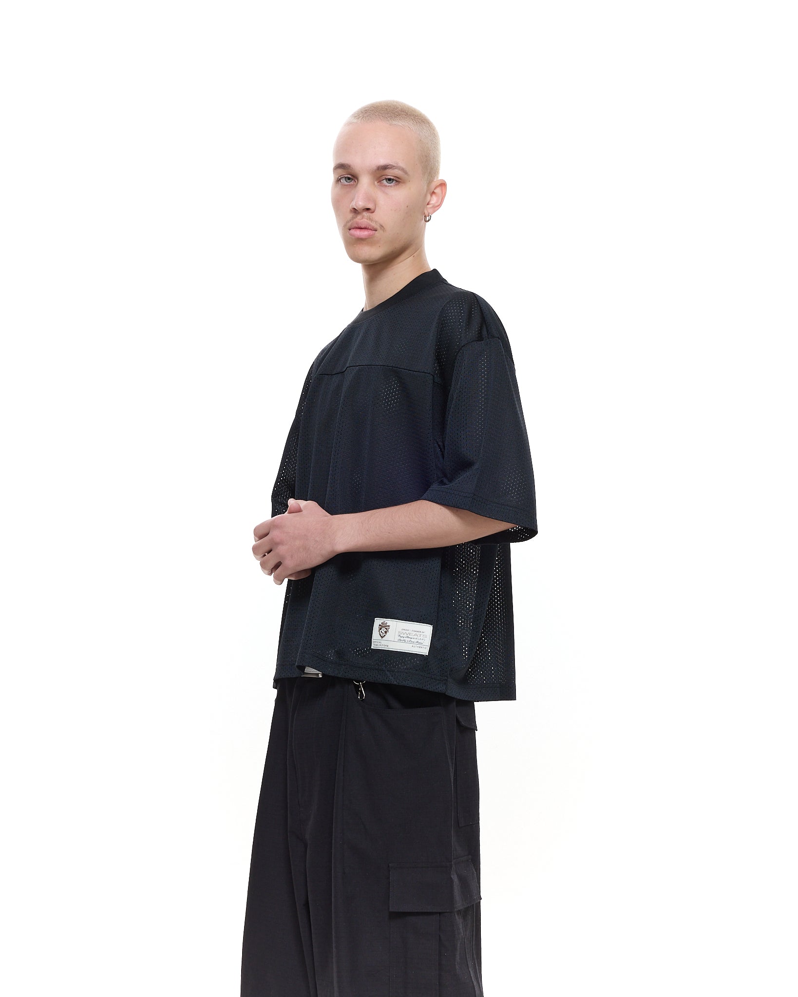 MESH SS T-SHIRT - BLACK - Sweats UK