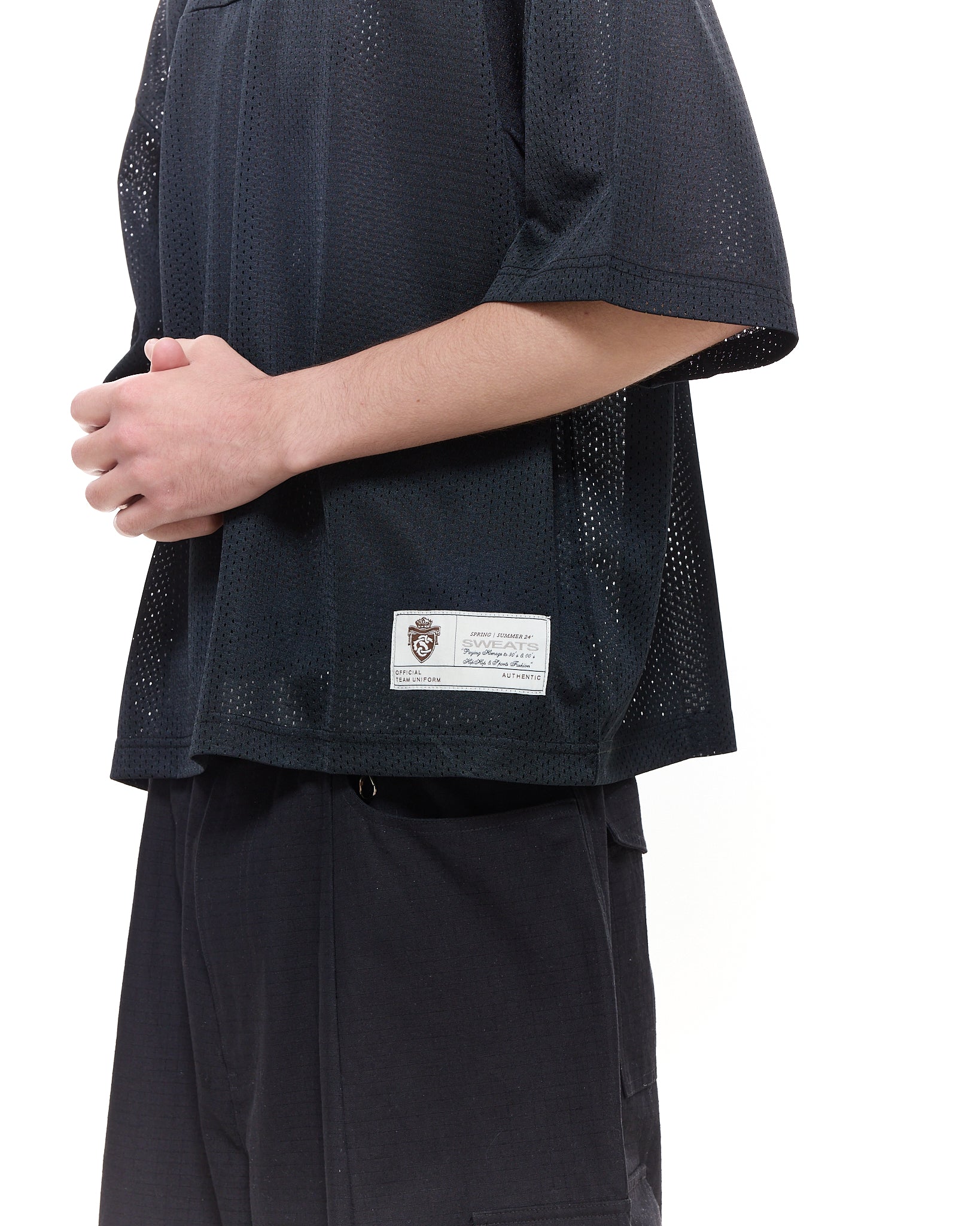 MESH SS T-SHIRT - BLACK - Sweats UK
