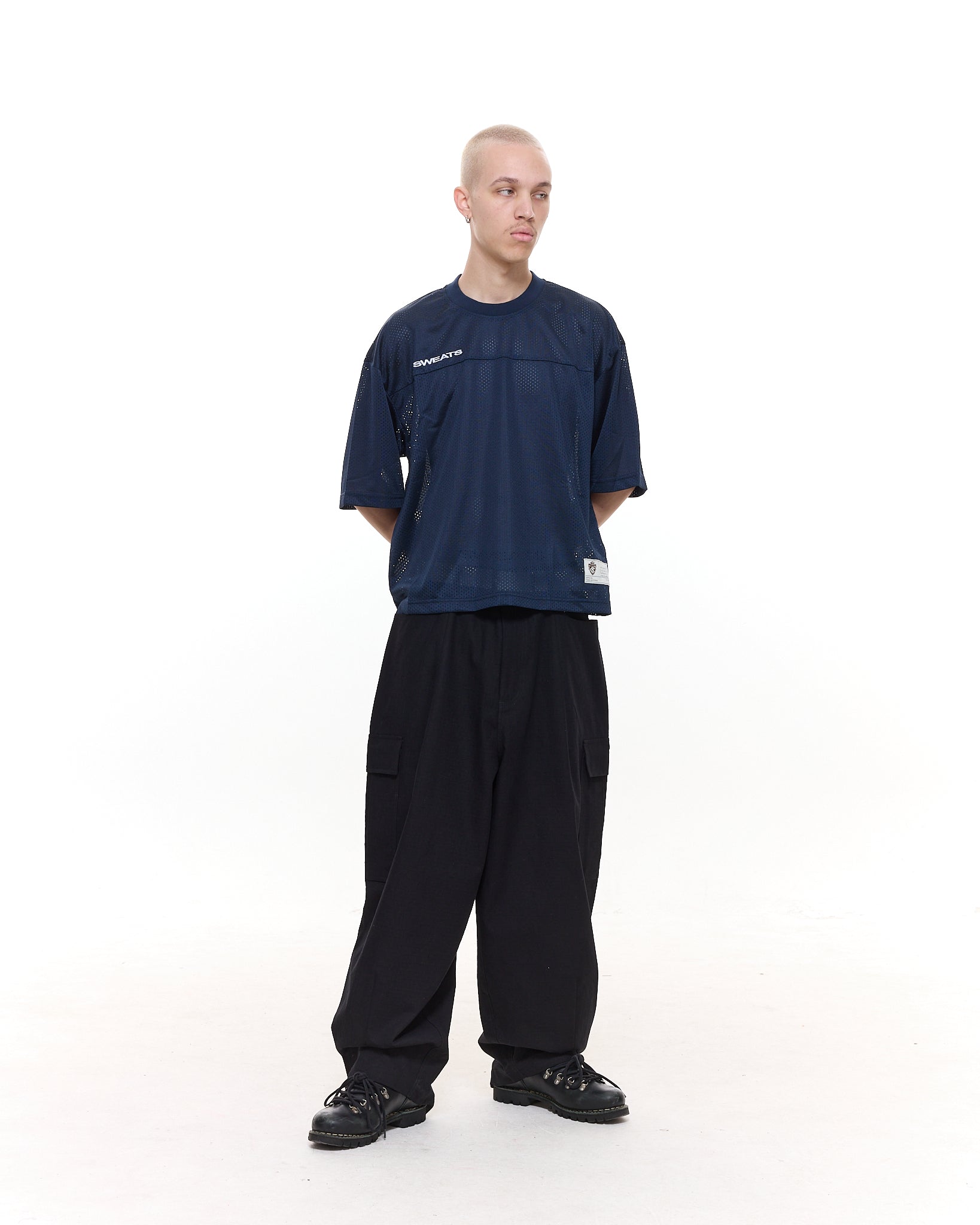 MESH SS T-SHIRT - NAVY - Sweats UK