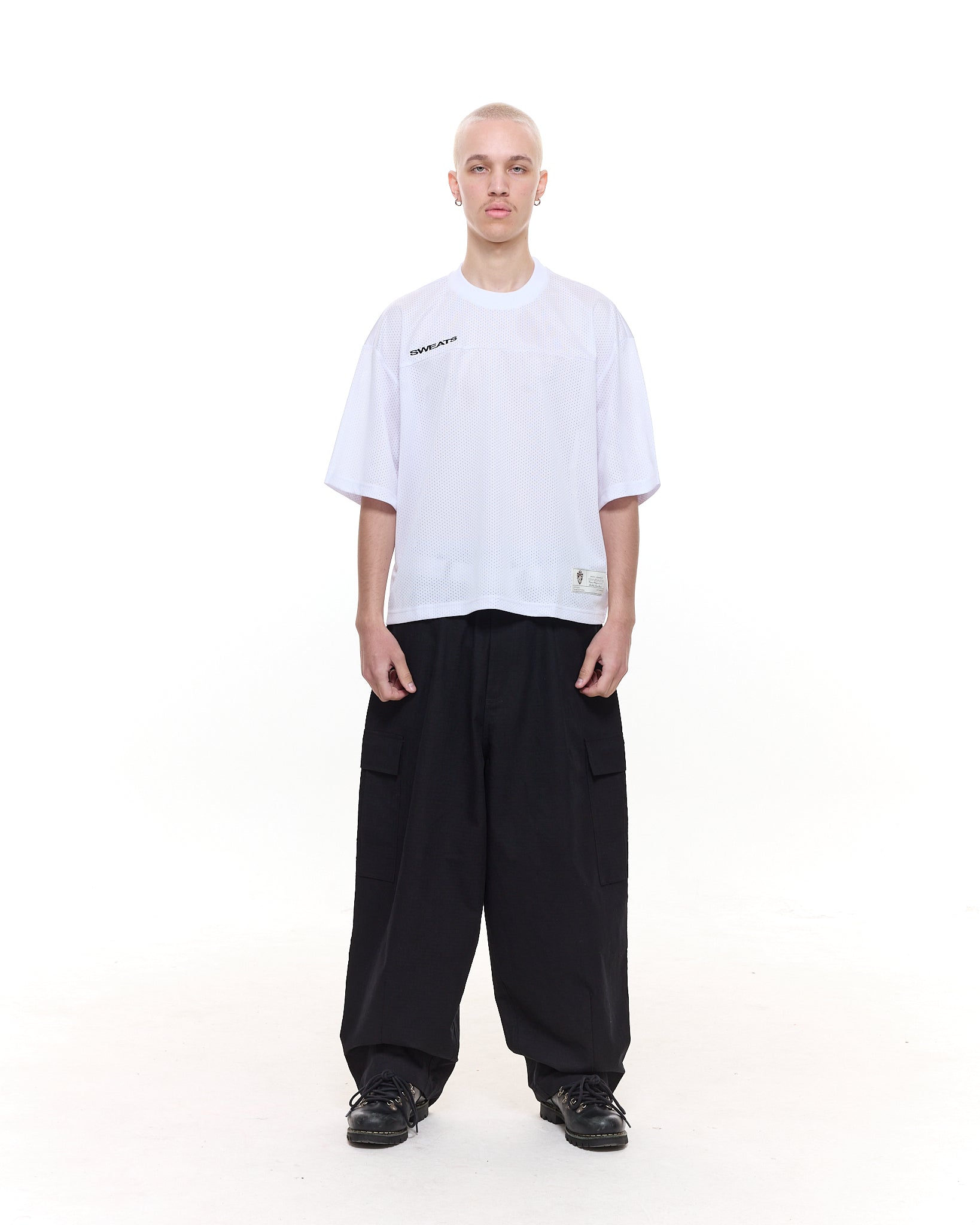 MESH SS T-SHIRT - WHITE - Sweats UK