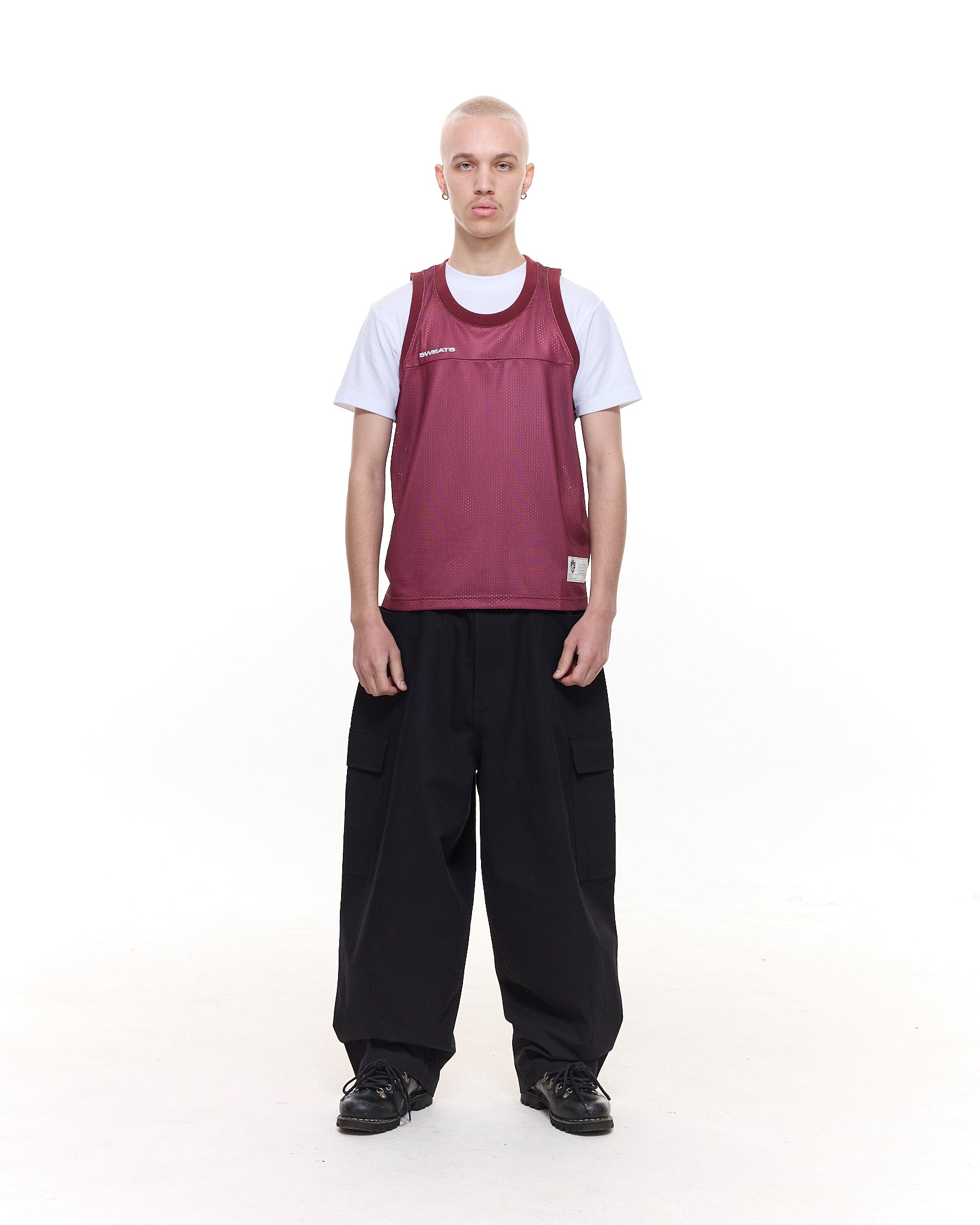 MESH SINGLET - BURGUNDY - Sweats UK