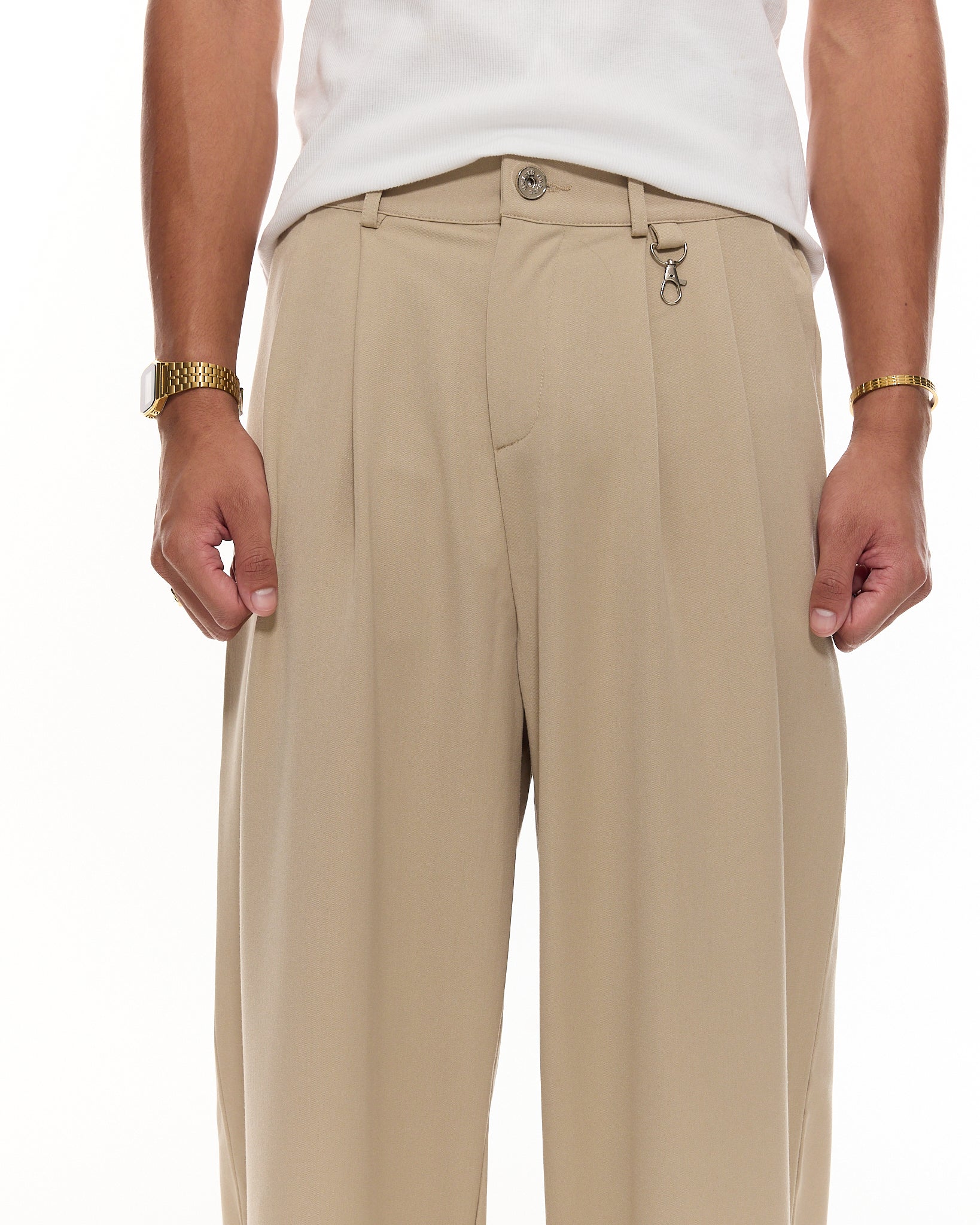 PLEATED PANT - SAND - Sweats UK