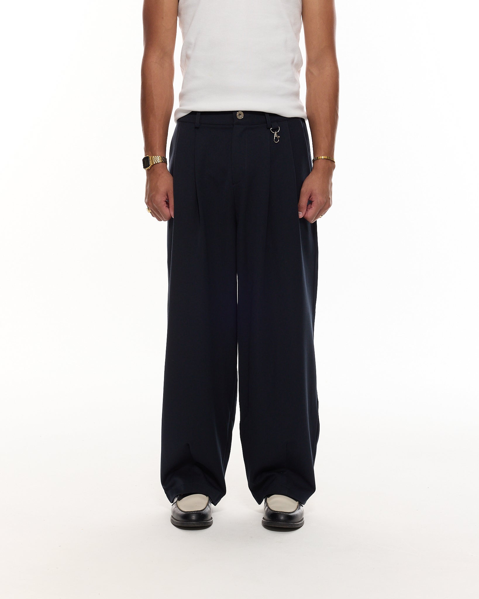 PLEATED PANT - NAVY - Sweats UK