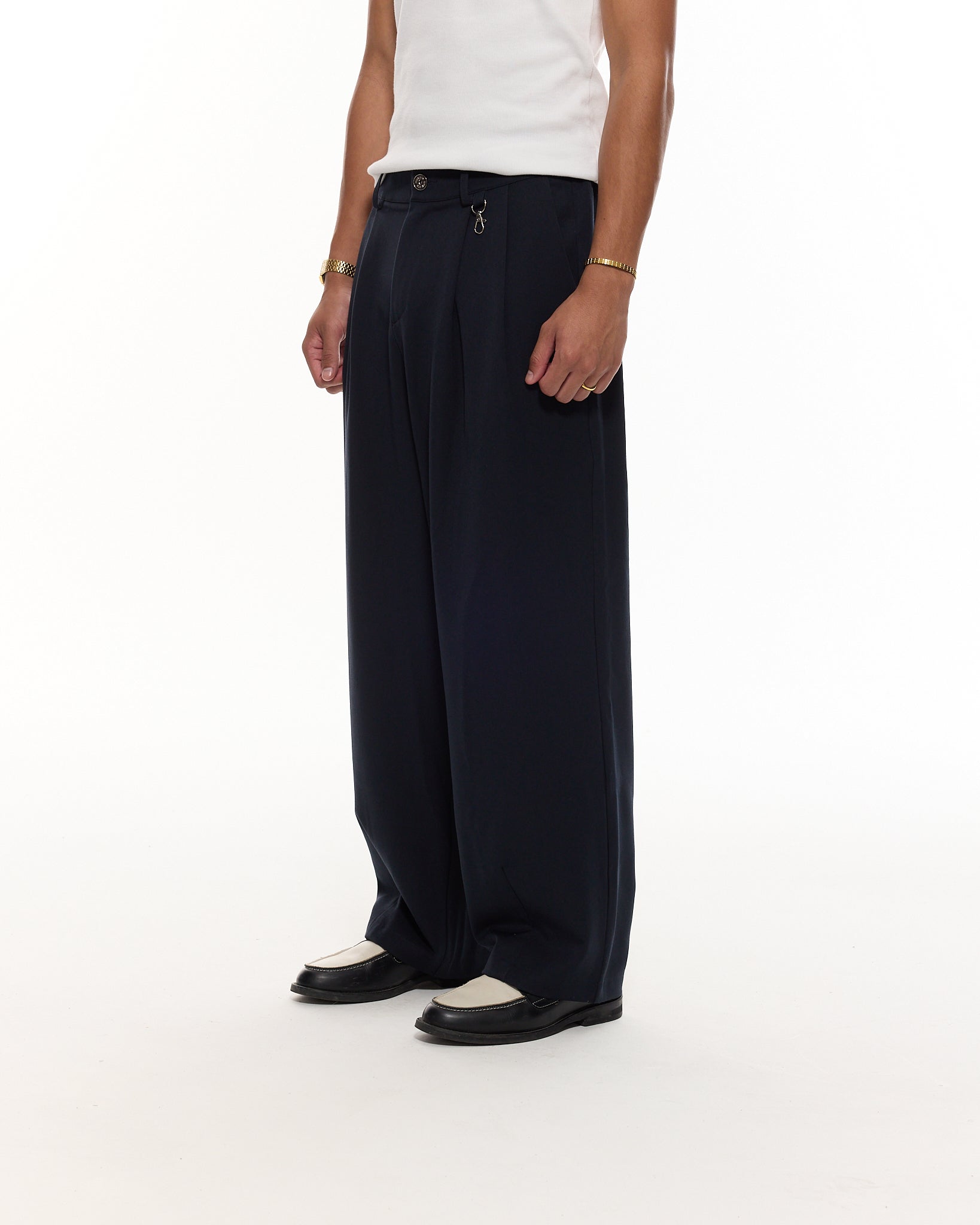 PLEATED PANT - NAVY - Sweats UK