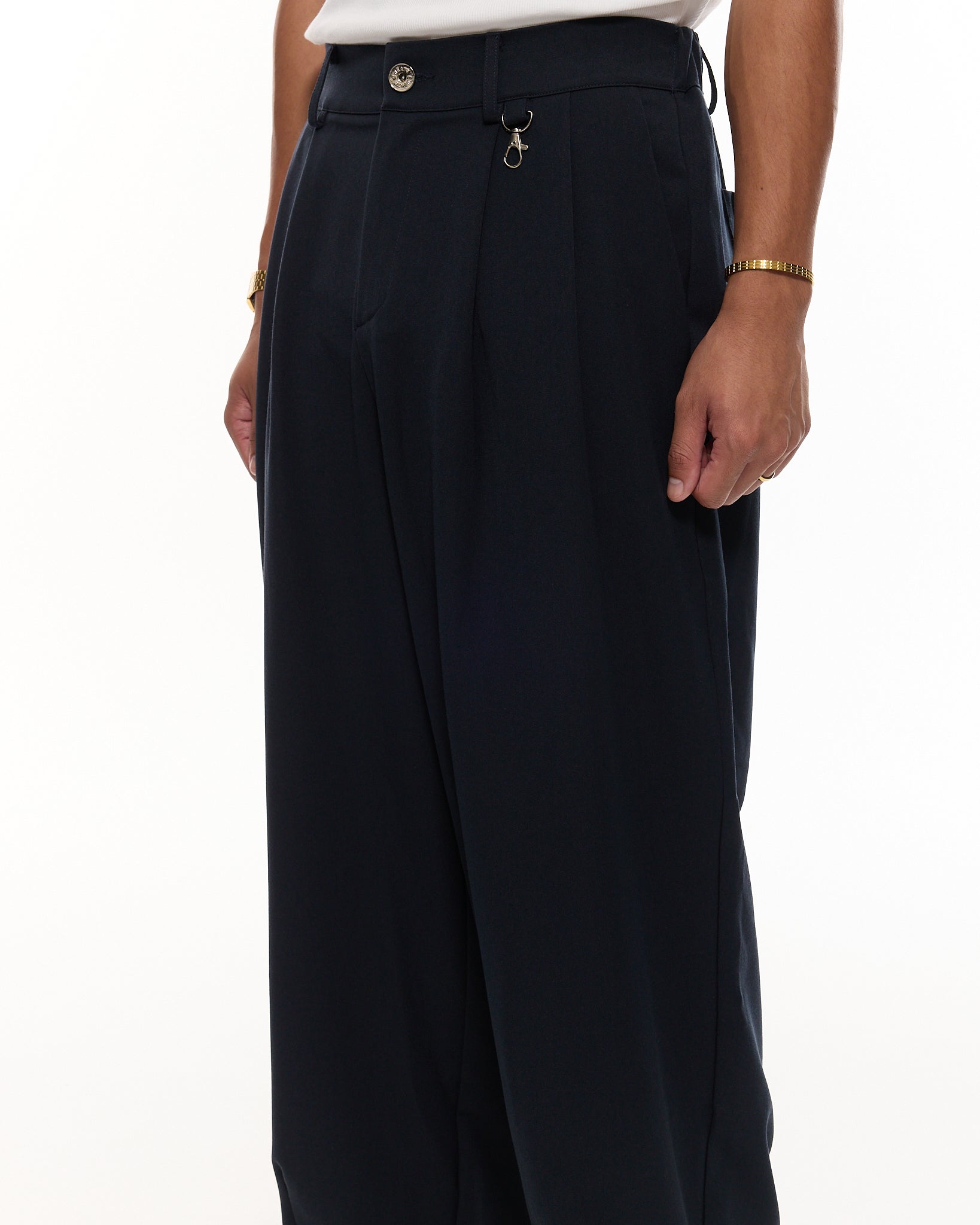 PLEATED PANT - NAVY - Sweats UK