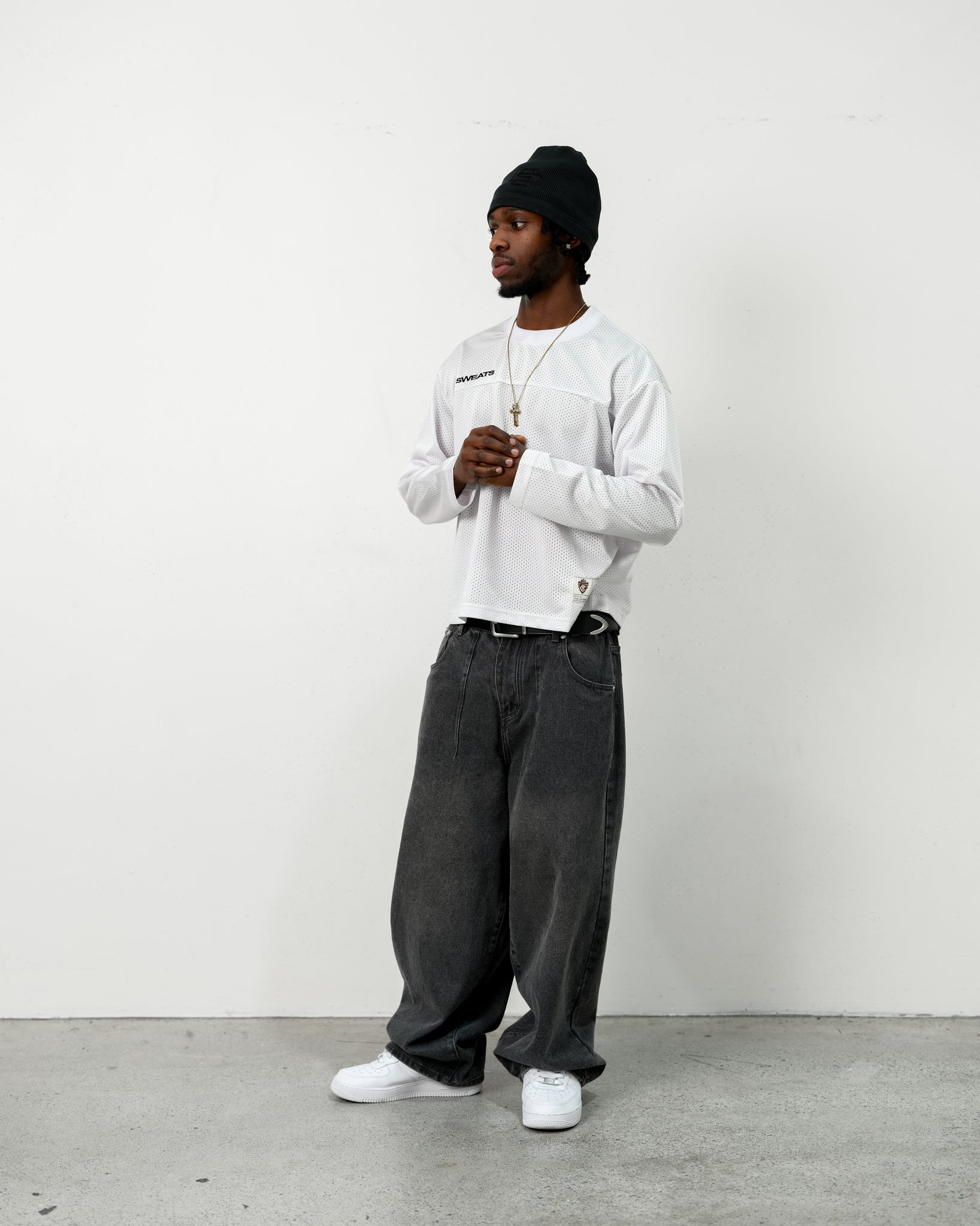 MESH LS T-SHIRT - WHITE - Sweats UK