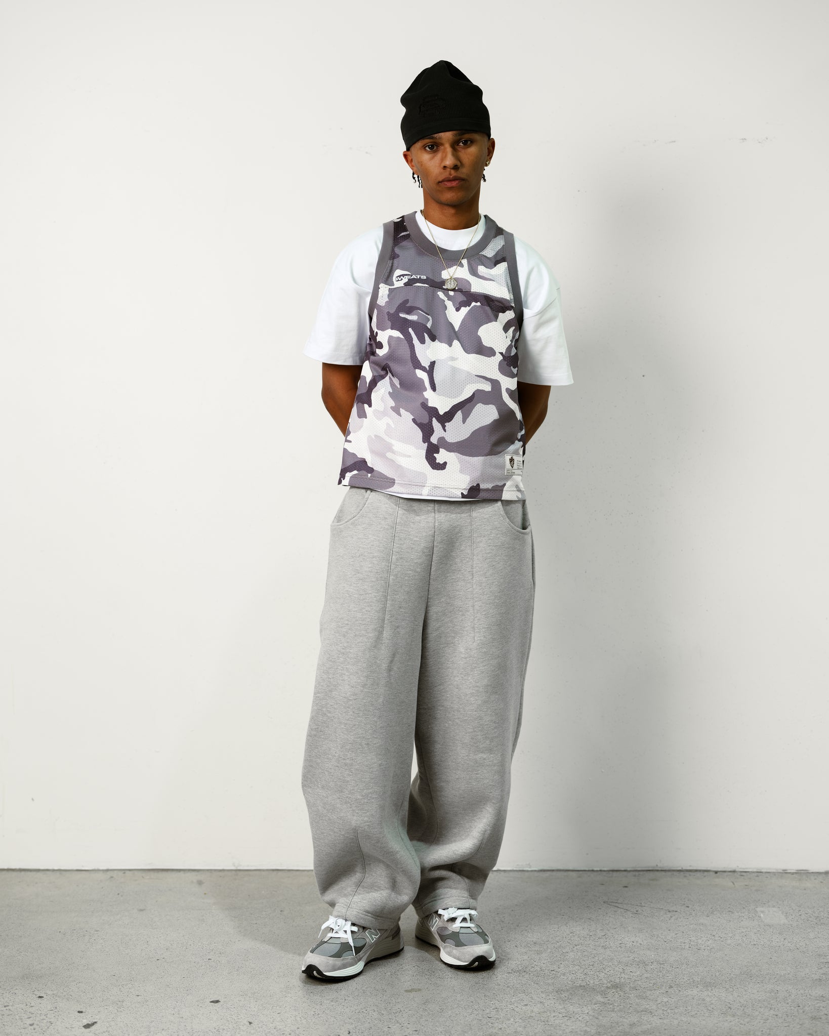 MESH SINGLET - SNOW CAMO