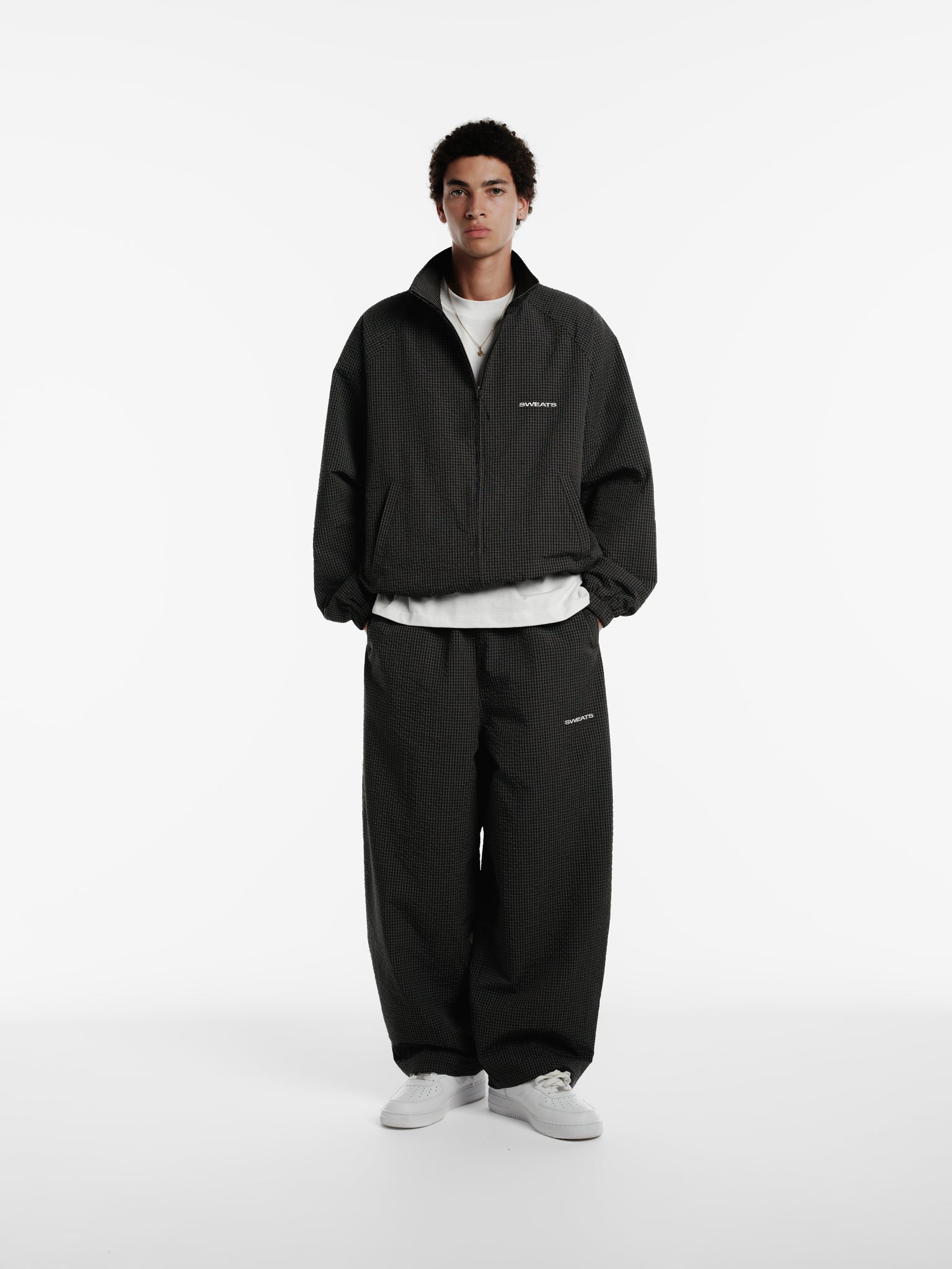 CHECKERED TRACK JACKET - BLACK/WHITE
