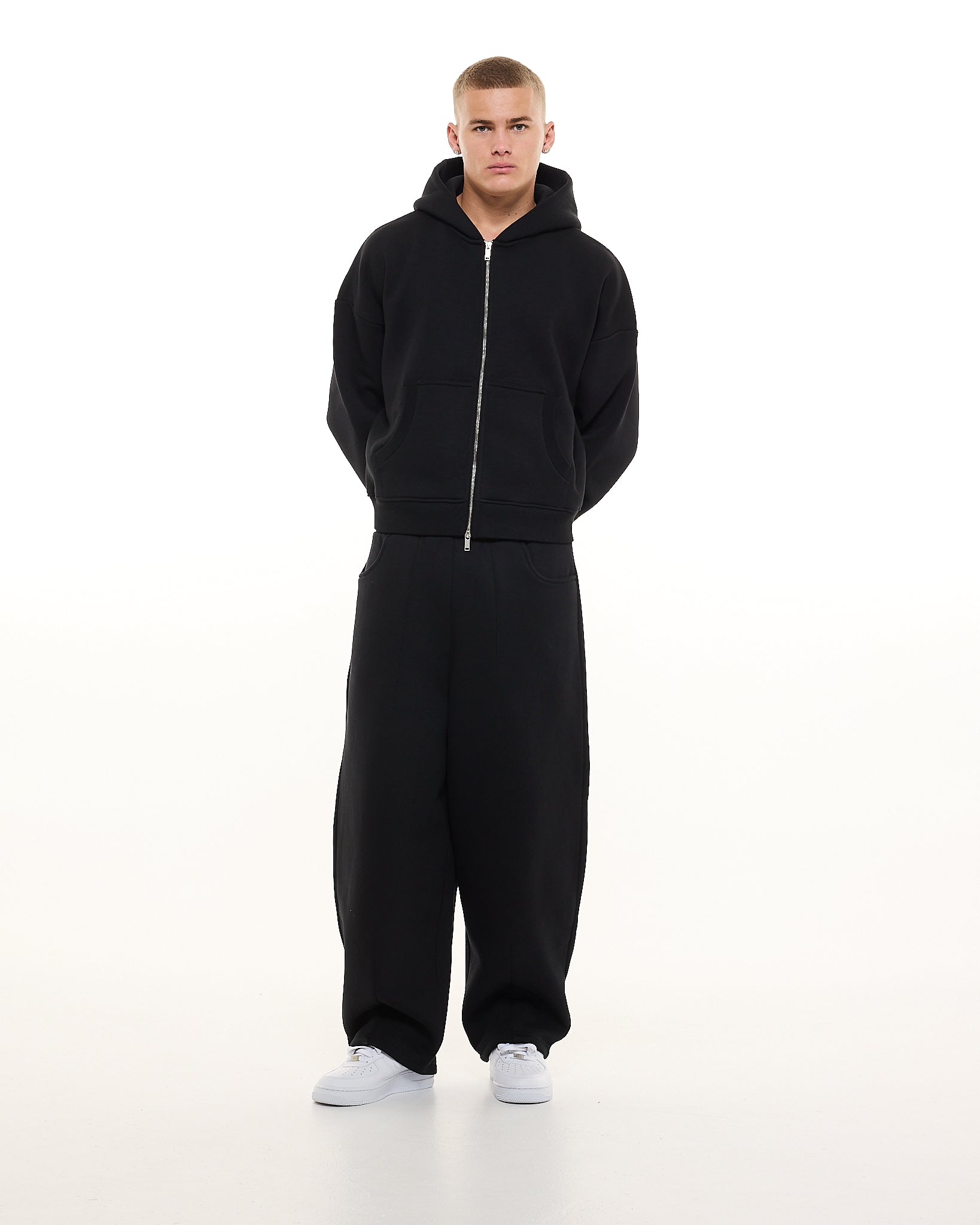 COZY ZIP UP - BLACK - Sweats UK