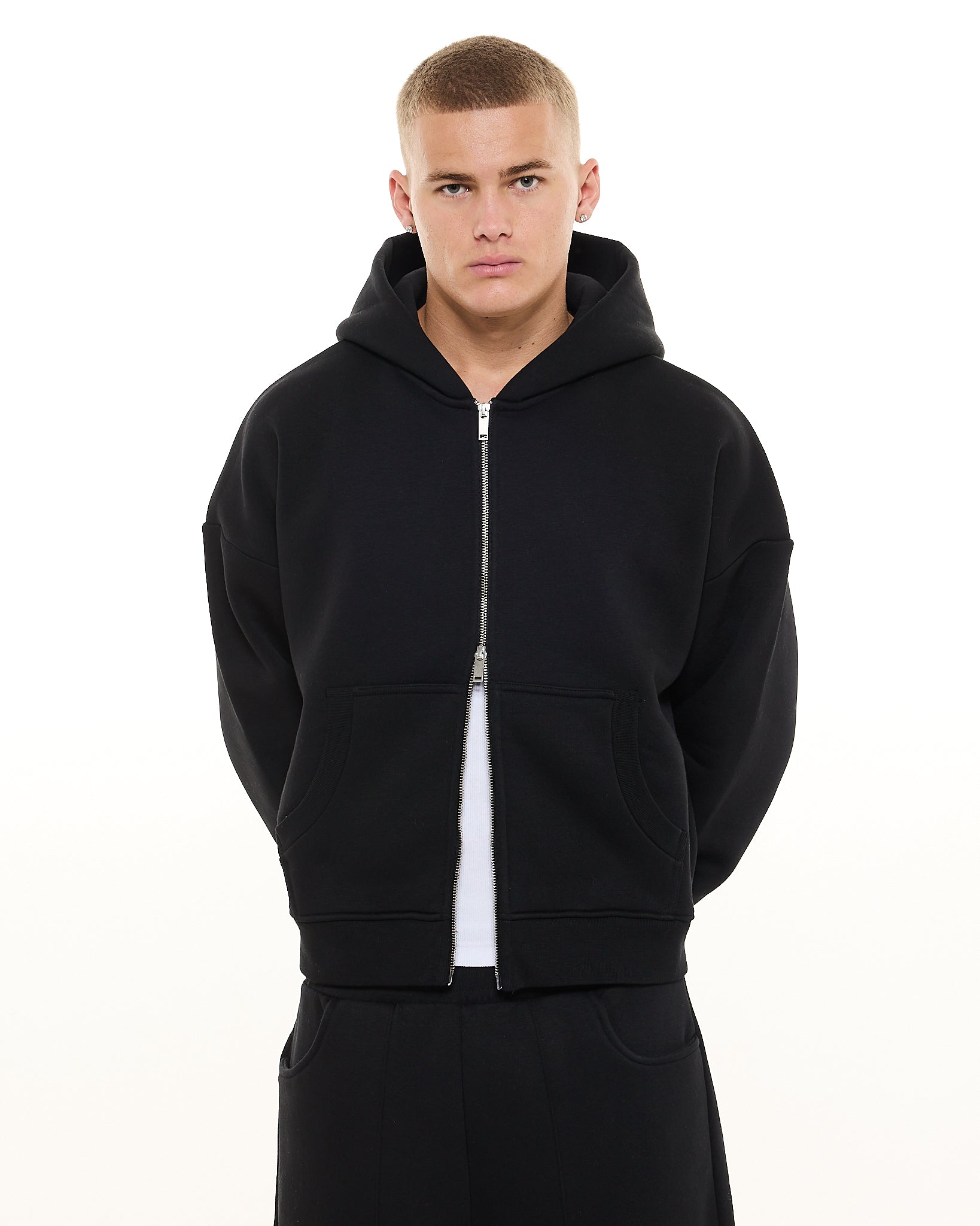 COZY ZIP UP - BLACK - Sweats UK